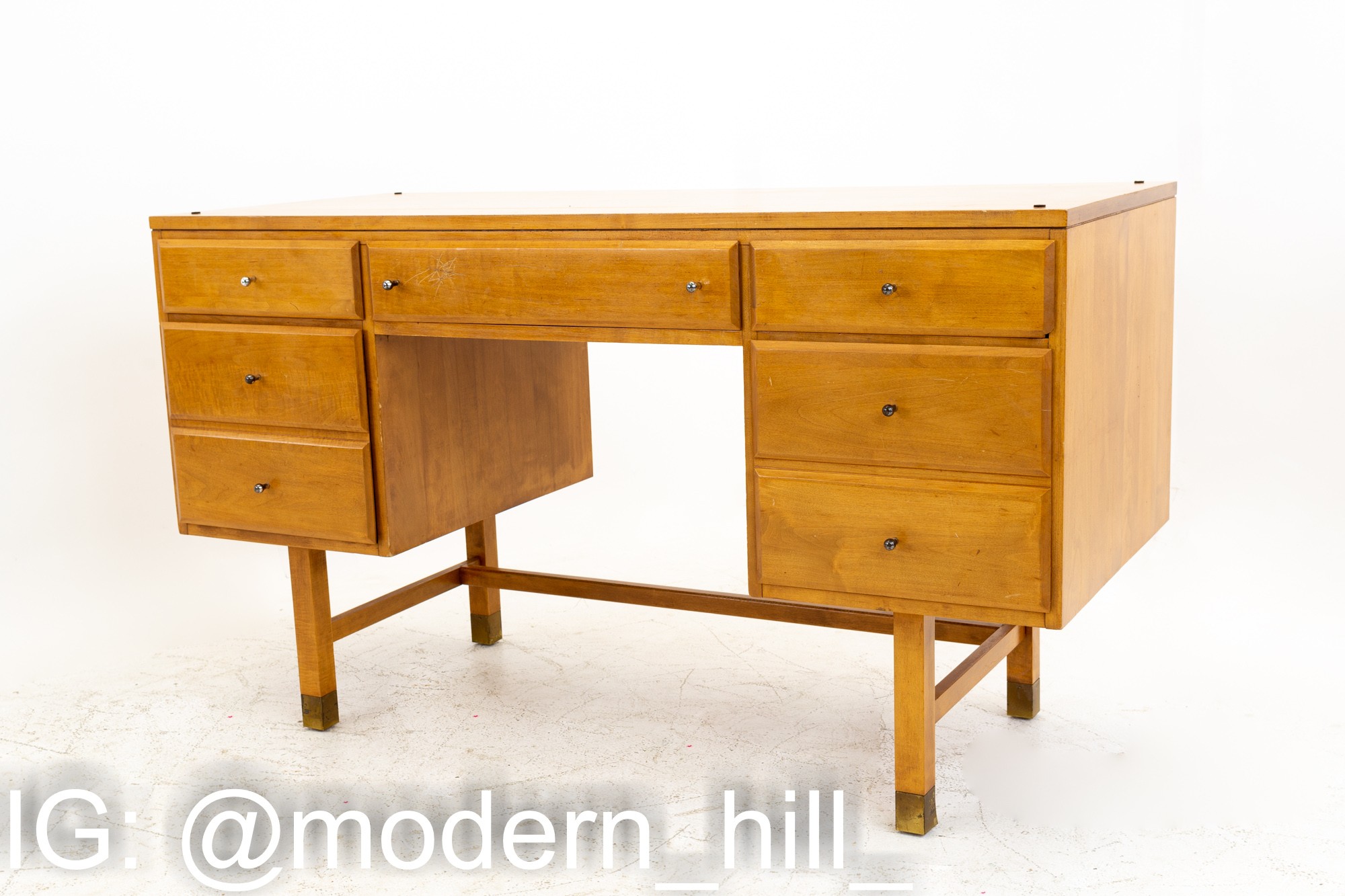 Conant Ball Style Mid Century Maple Solid Wood Double Sided Desk