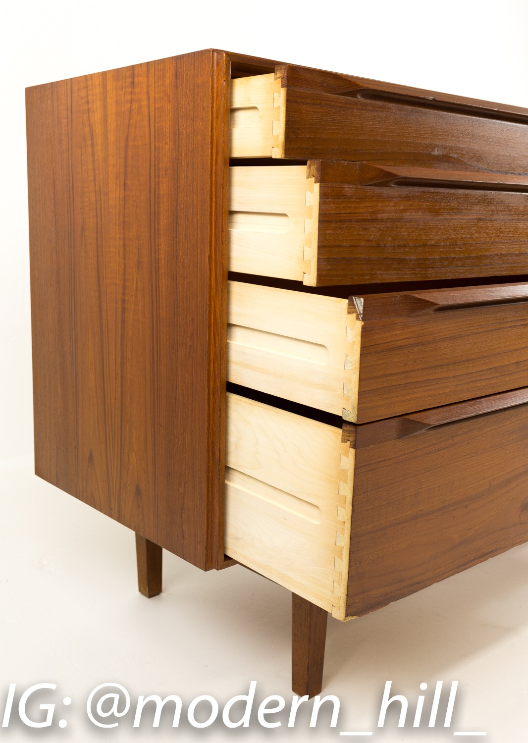 Mid-century Modern Ib Kofod Larsen for Fredericia Mobelfabrik Teak 8 Drawer Lowboy Dresser
