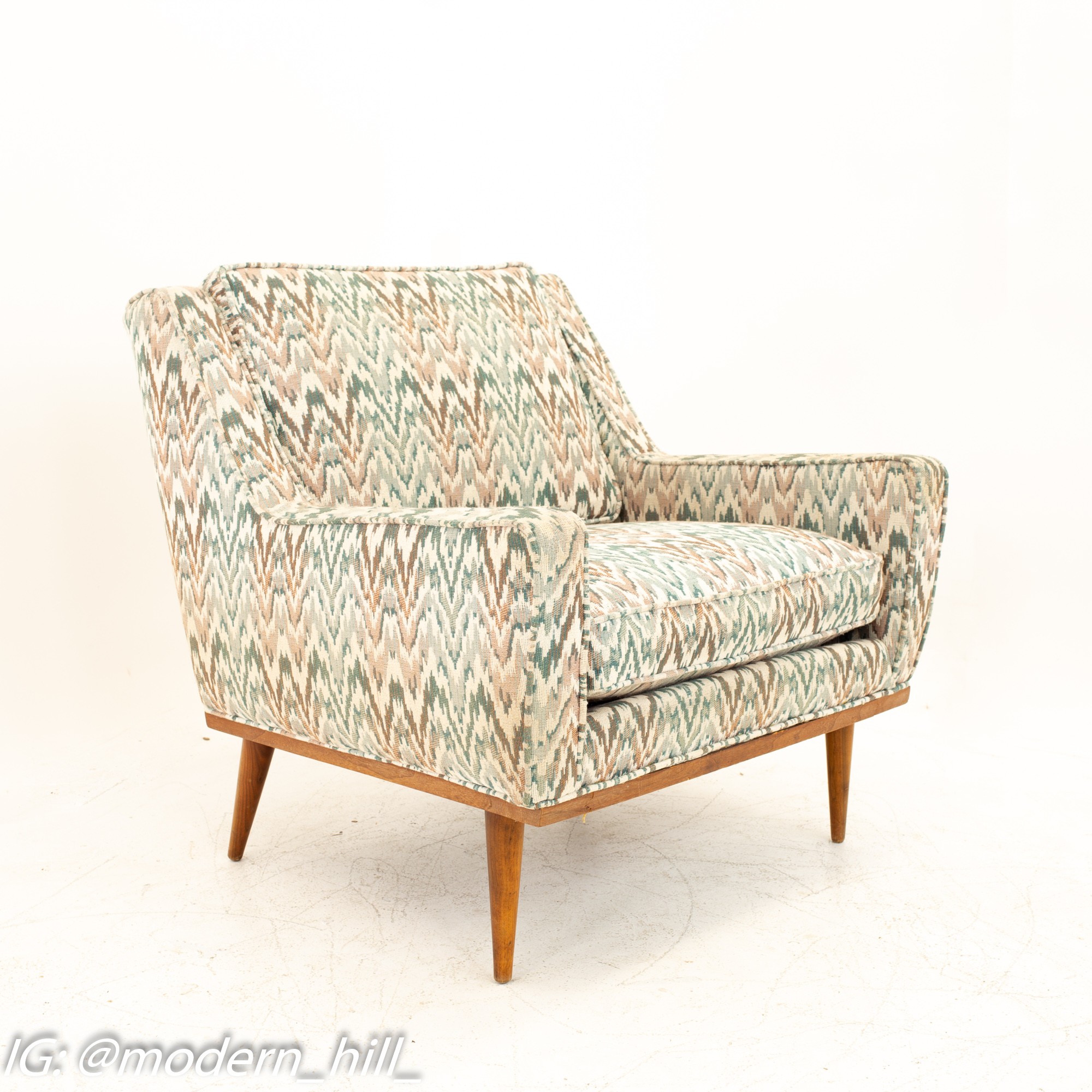 Jack Lenor Larsen Style Milo Baughman for James Inc Mid Century Articulate Highback and Lowback Lounge - Pair