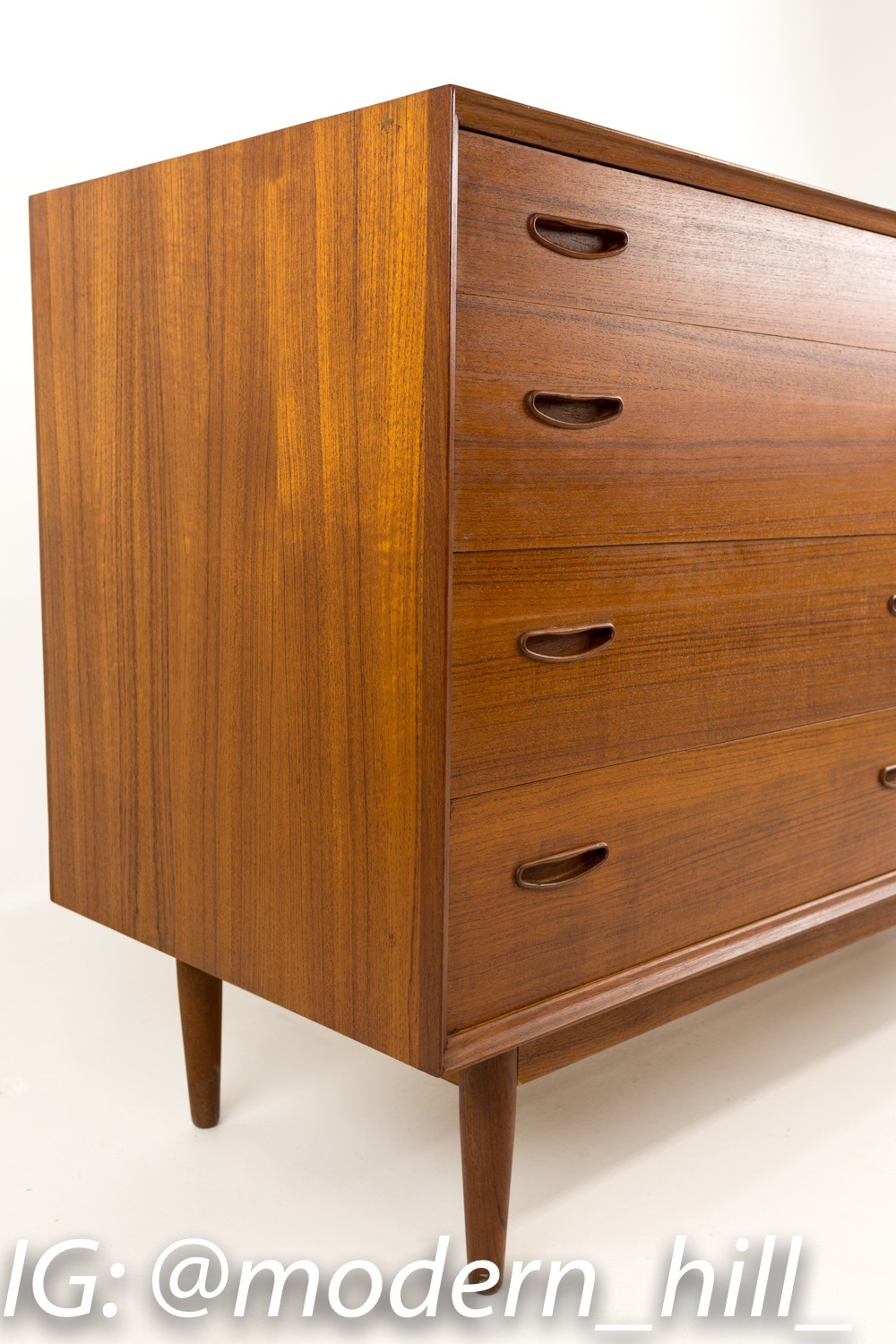 Mid-century Modern 8 Drawer Teak Lowboy Dresser