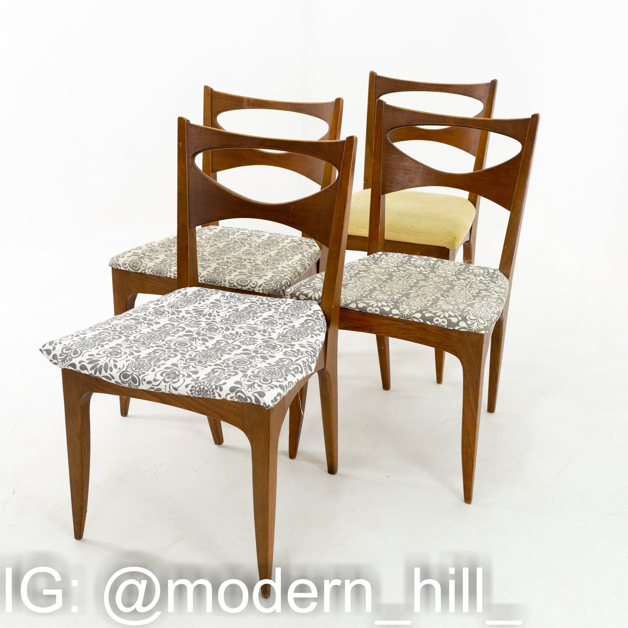 John Van Koert for Drexel Profile Mid Century Walnut Dining Chairs - Set of 4