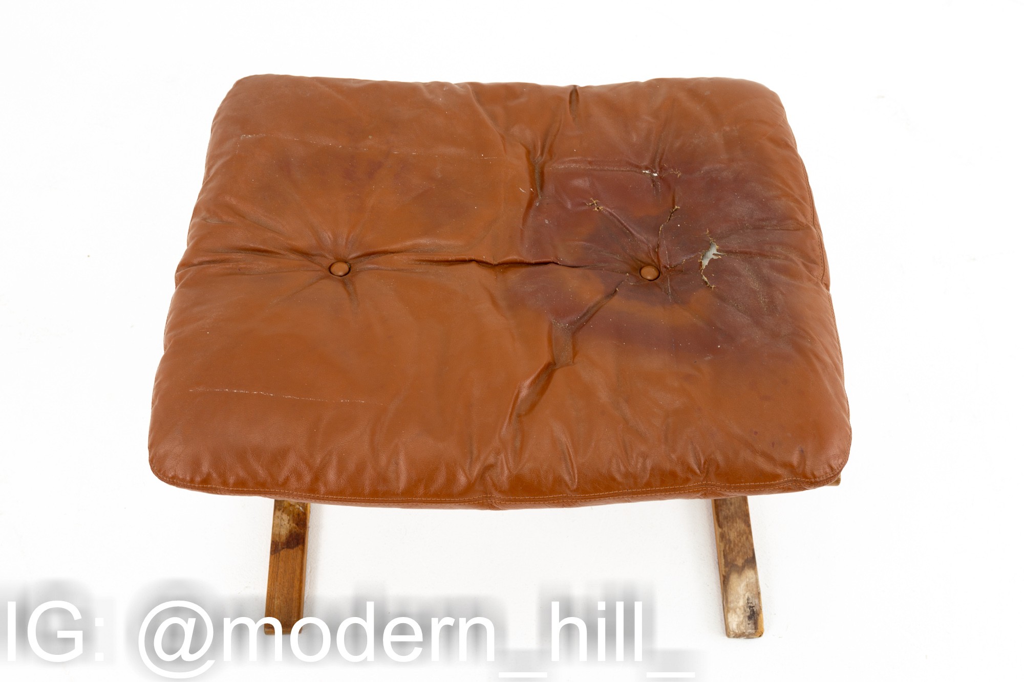 Ingmar Relling for Westnofa Mid Century Siesta Lowback Teak and Leather Lounge Arm Chair and Ottoman