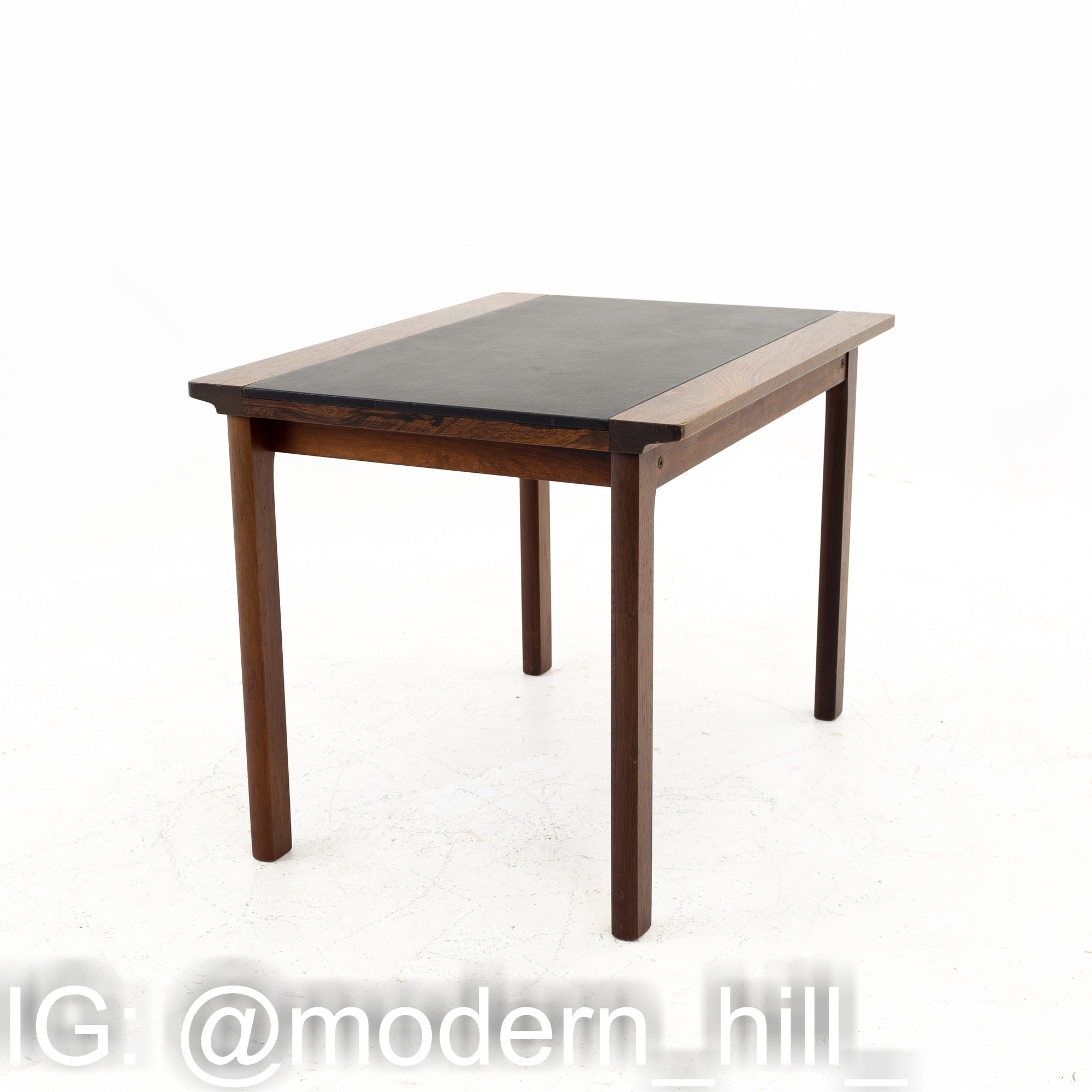 Hans Olsen Mid Century Rosewood and Leather Side End Tables - Set of 2