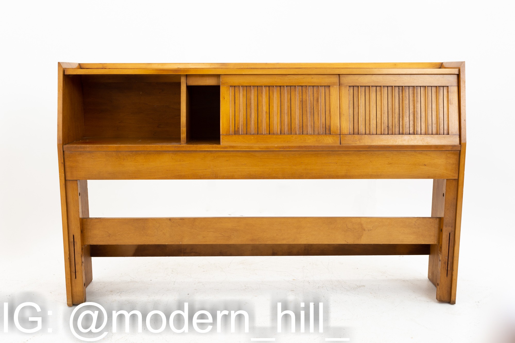 Crawford Furniture Mid Century Solid Wood Storage Queen Headboard