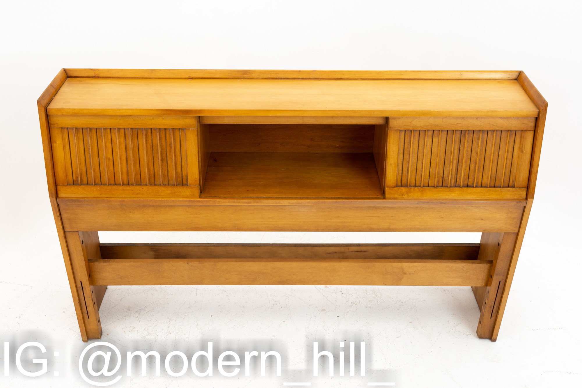 Crawford Furniture Mid Century Solid Wood Storage Queen Headboard