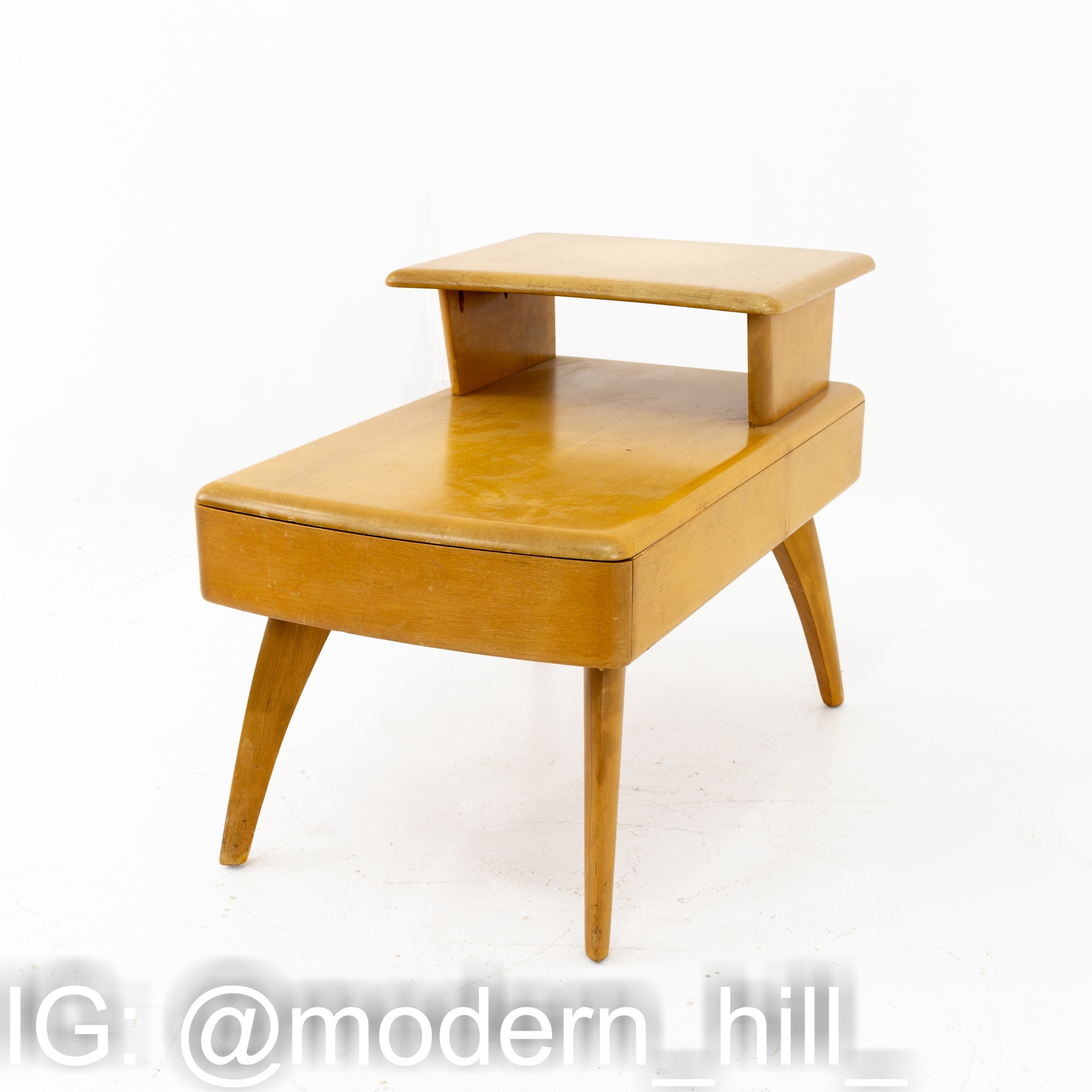 Heywood Wakefield Mid Century 2 Tier Side Table with Drawer