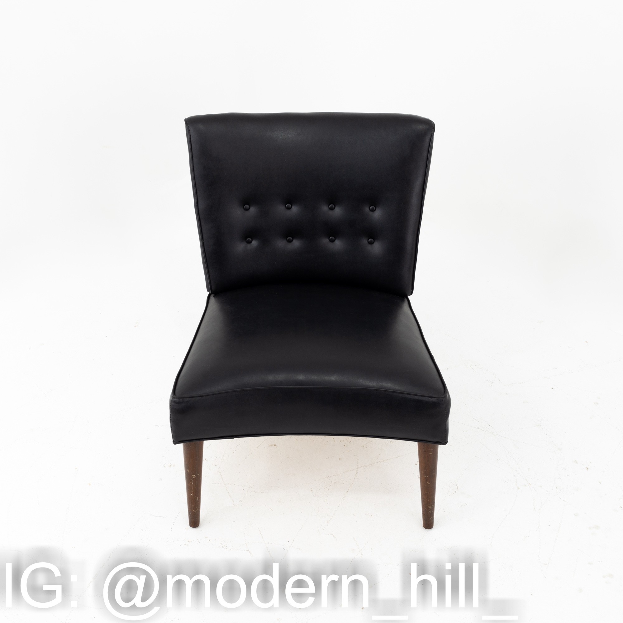 Valentine Seaver for Kroehler Mid Century Black Vinyl Slipper Lounge Chair