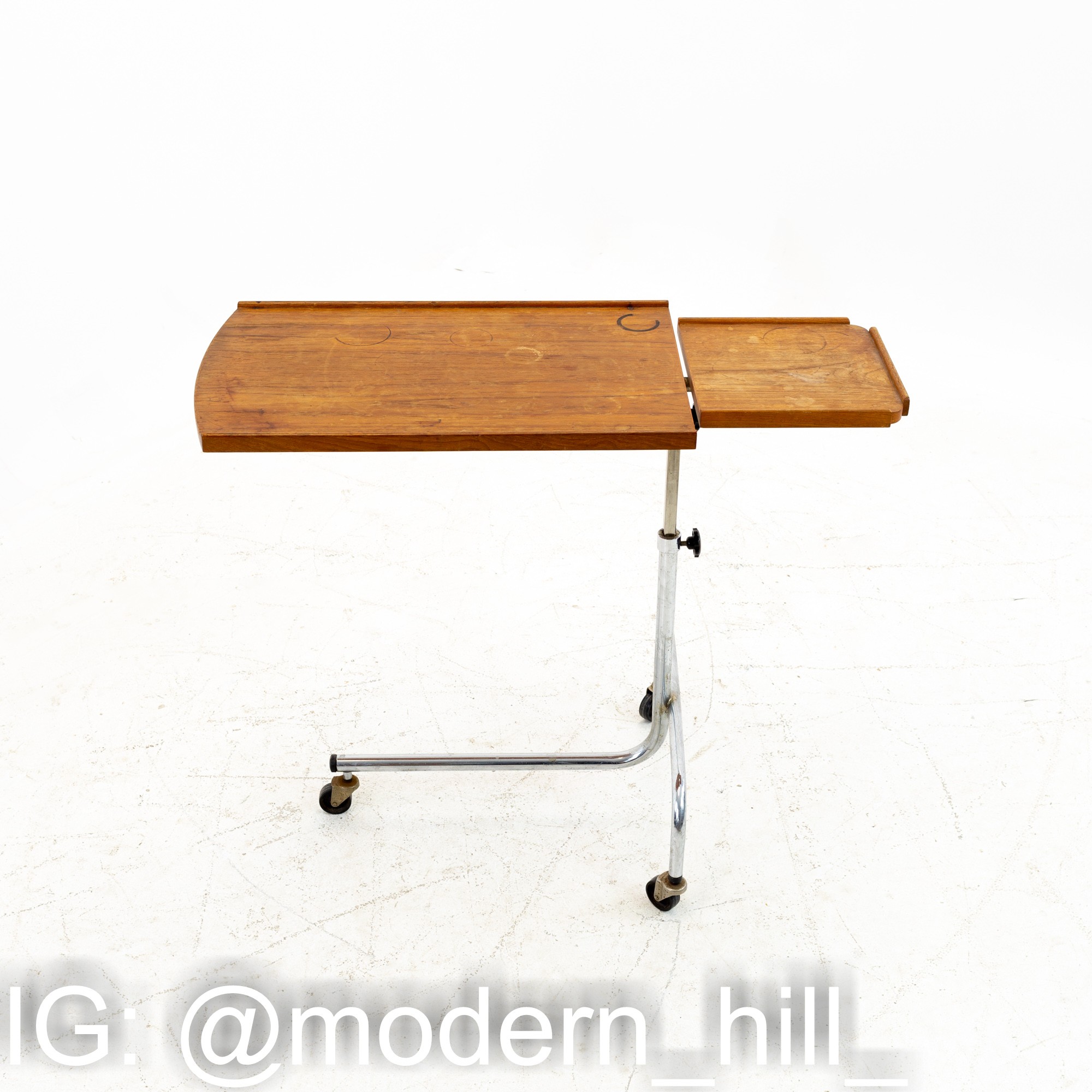Hmn Mid Century Danish Teak Adjustable Tray Table