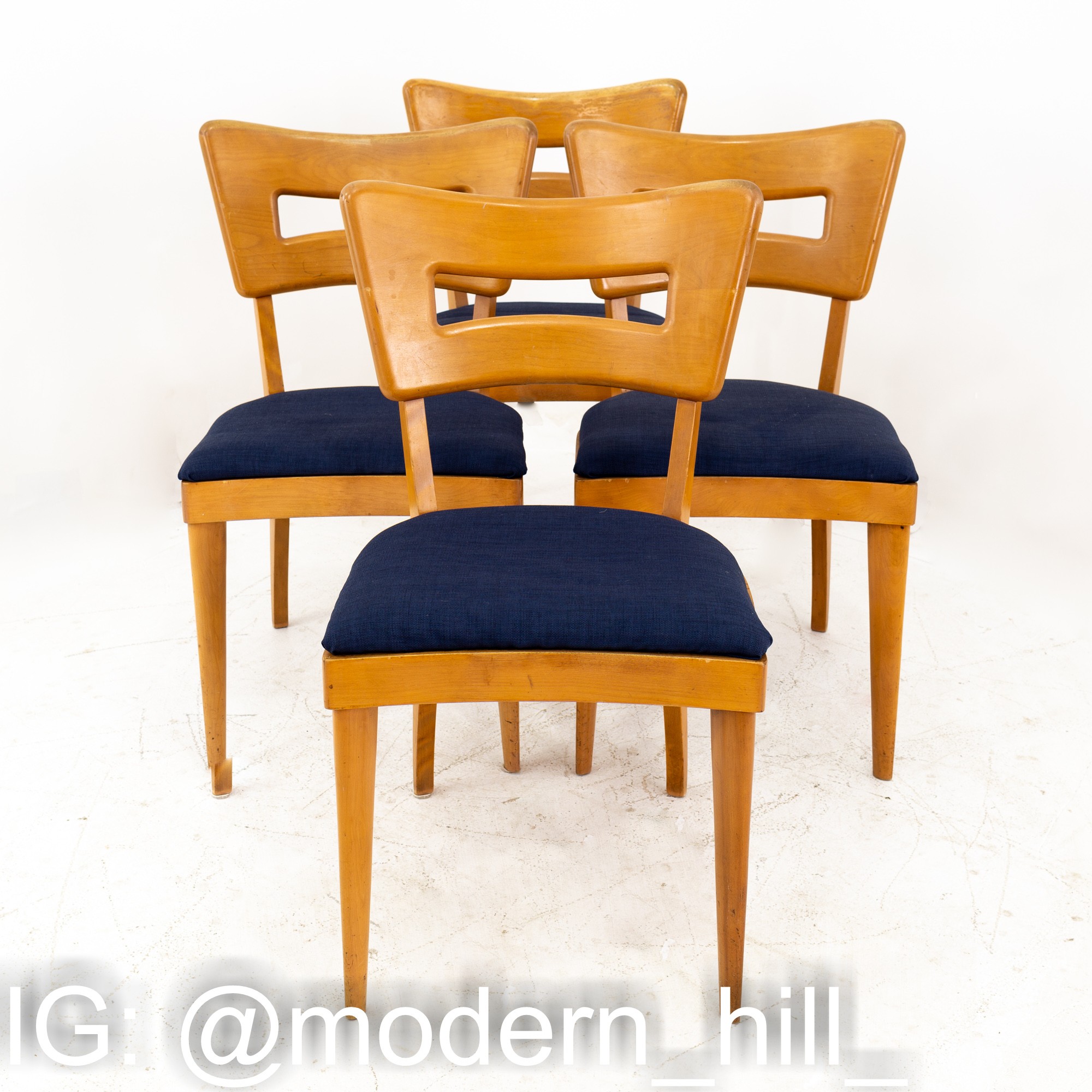 Heywood Wakefield Dog Bone Mid Century Solid Wood Dining Chairs - Set of Four