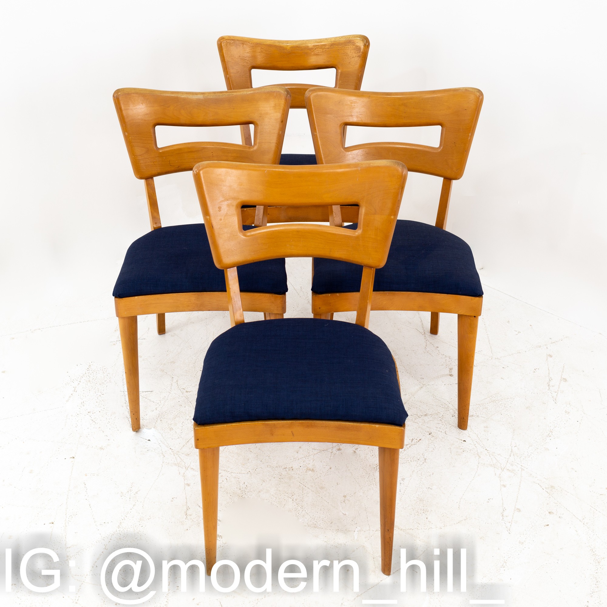 Heywood Wakefield Dog Bone Mid Century Solid Wood Dining Chairs - Set of Four