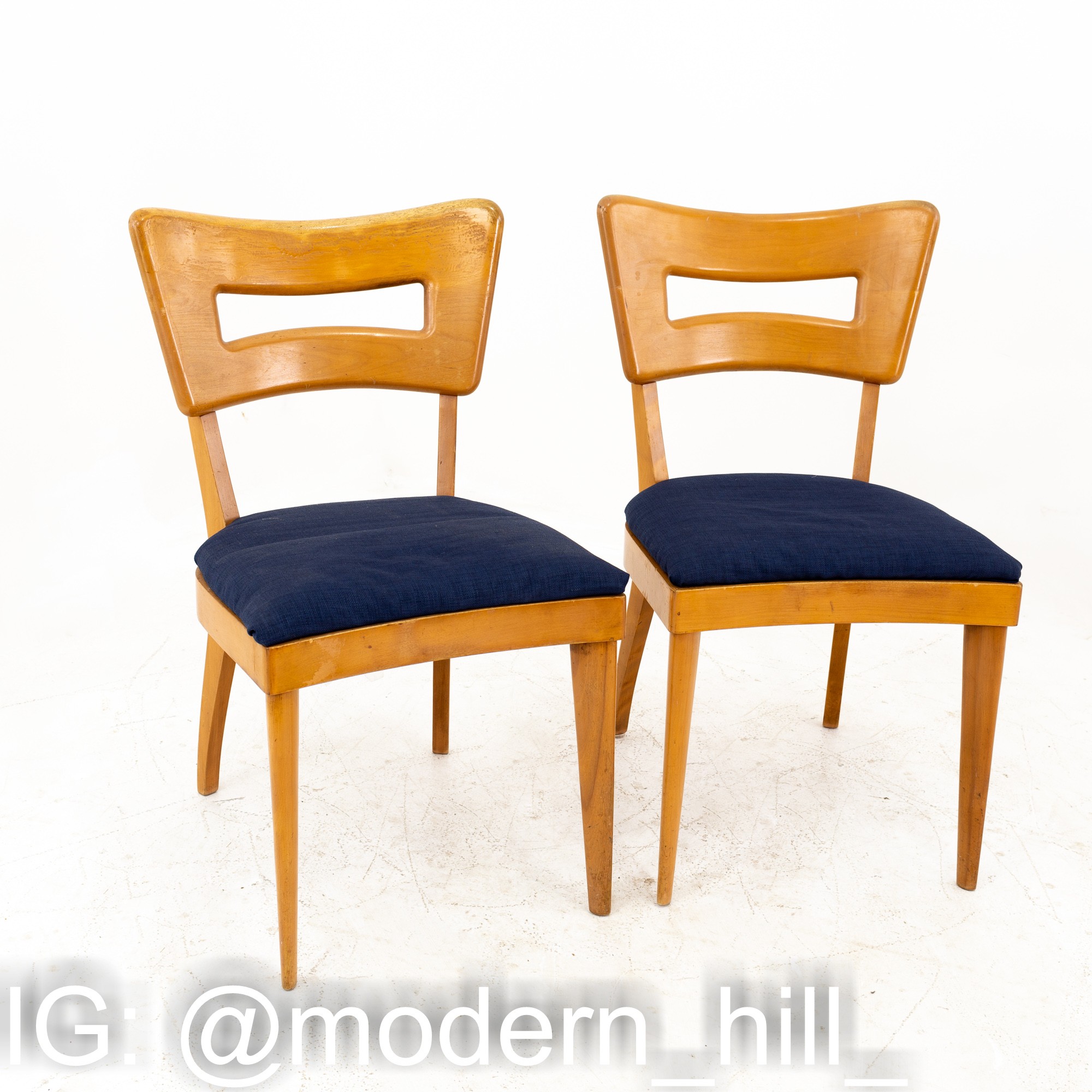 Heywood Wakefield Dog Bone Mid Century Solid Wood Dining Chairs - Set of Four
