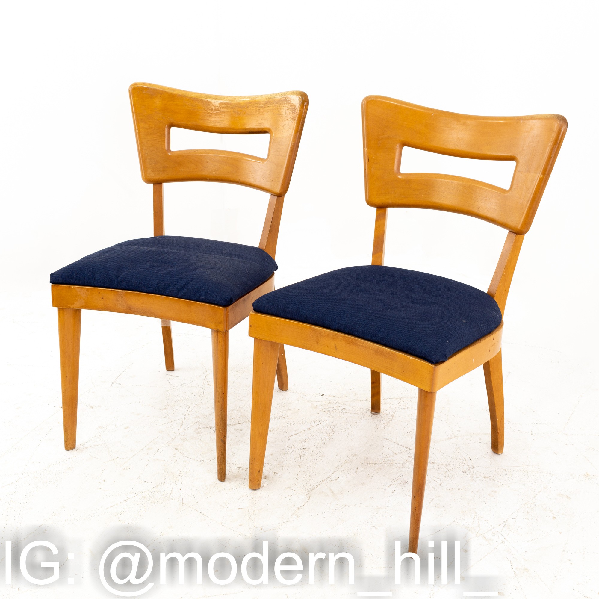 Heywood Wakefield Dog Bone Mid Century Solid Wood Dining Chairs - Set of Four