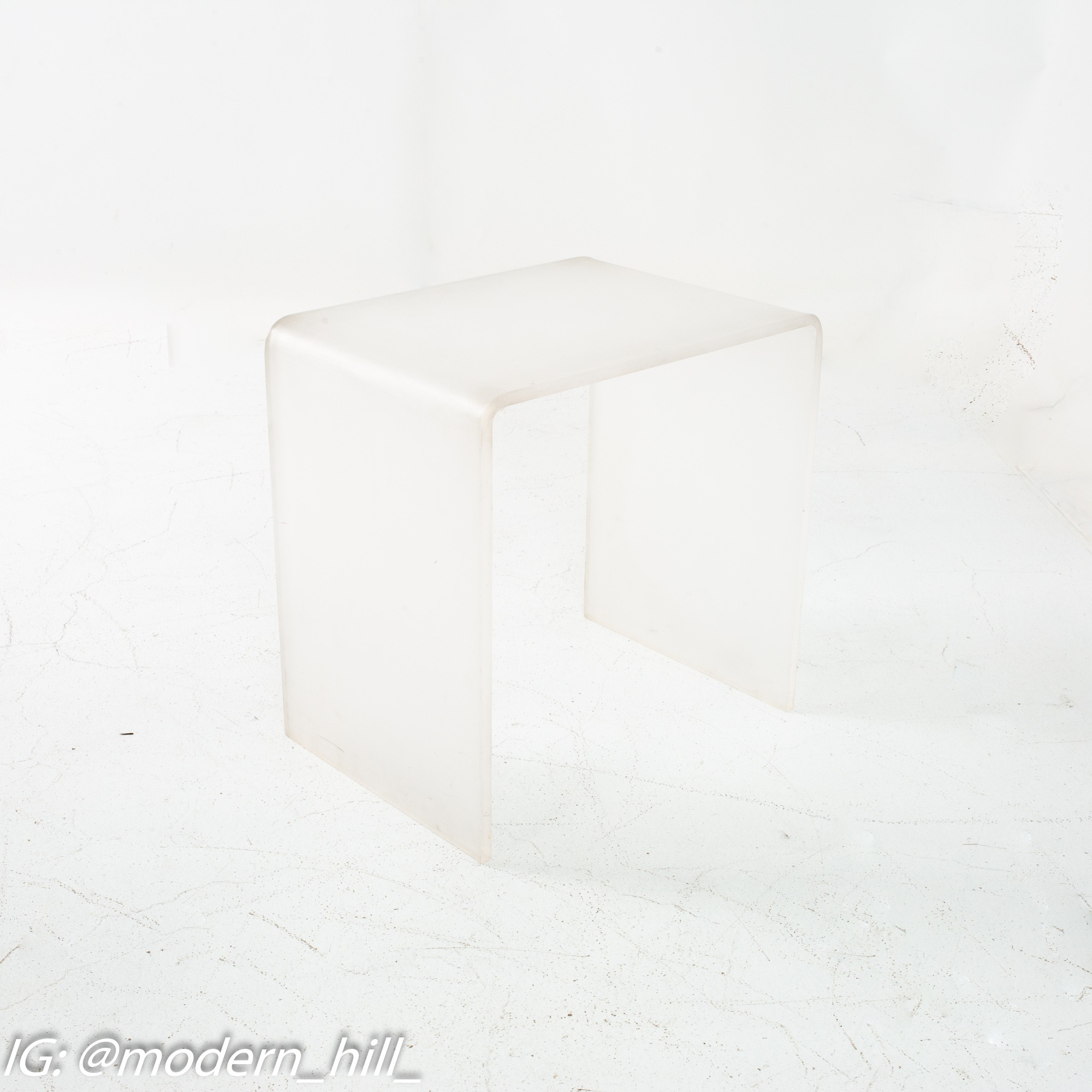 Mid Century Frosted Lucite Waterfall Side End Table - Pair