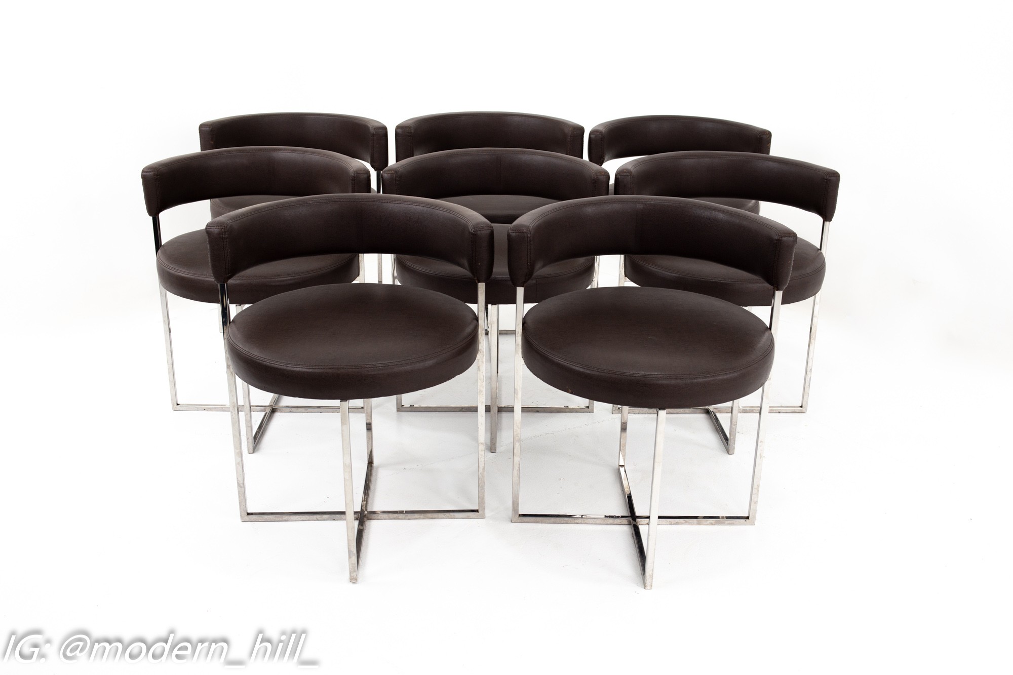 Mid Century Chrome Dining Chairs - Set of 8