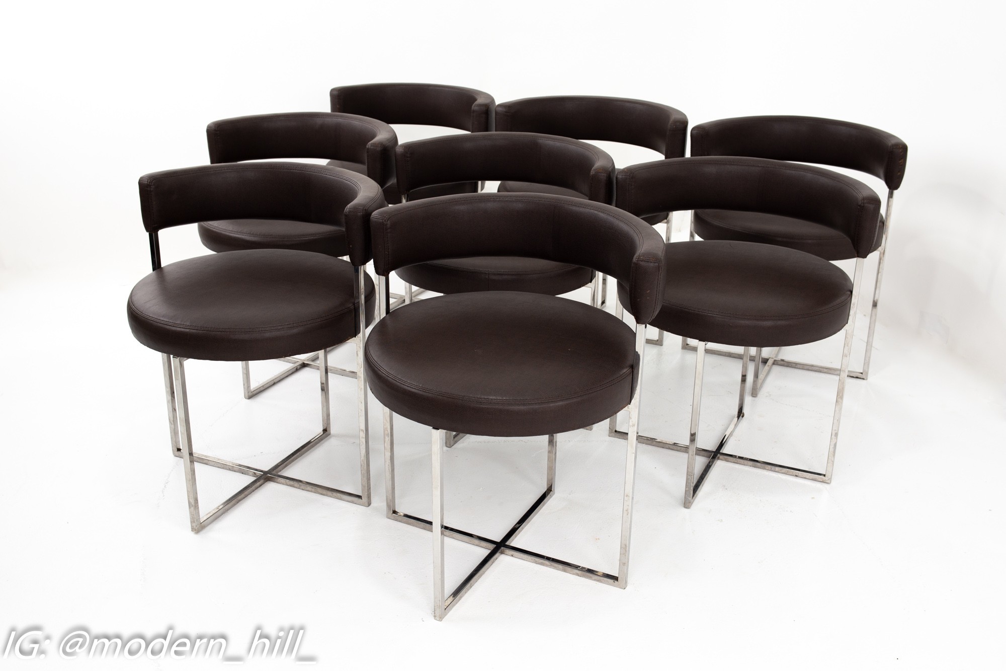 Mid Century Chrome Dining Chairs - Set of 8