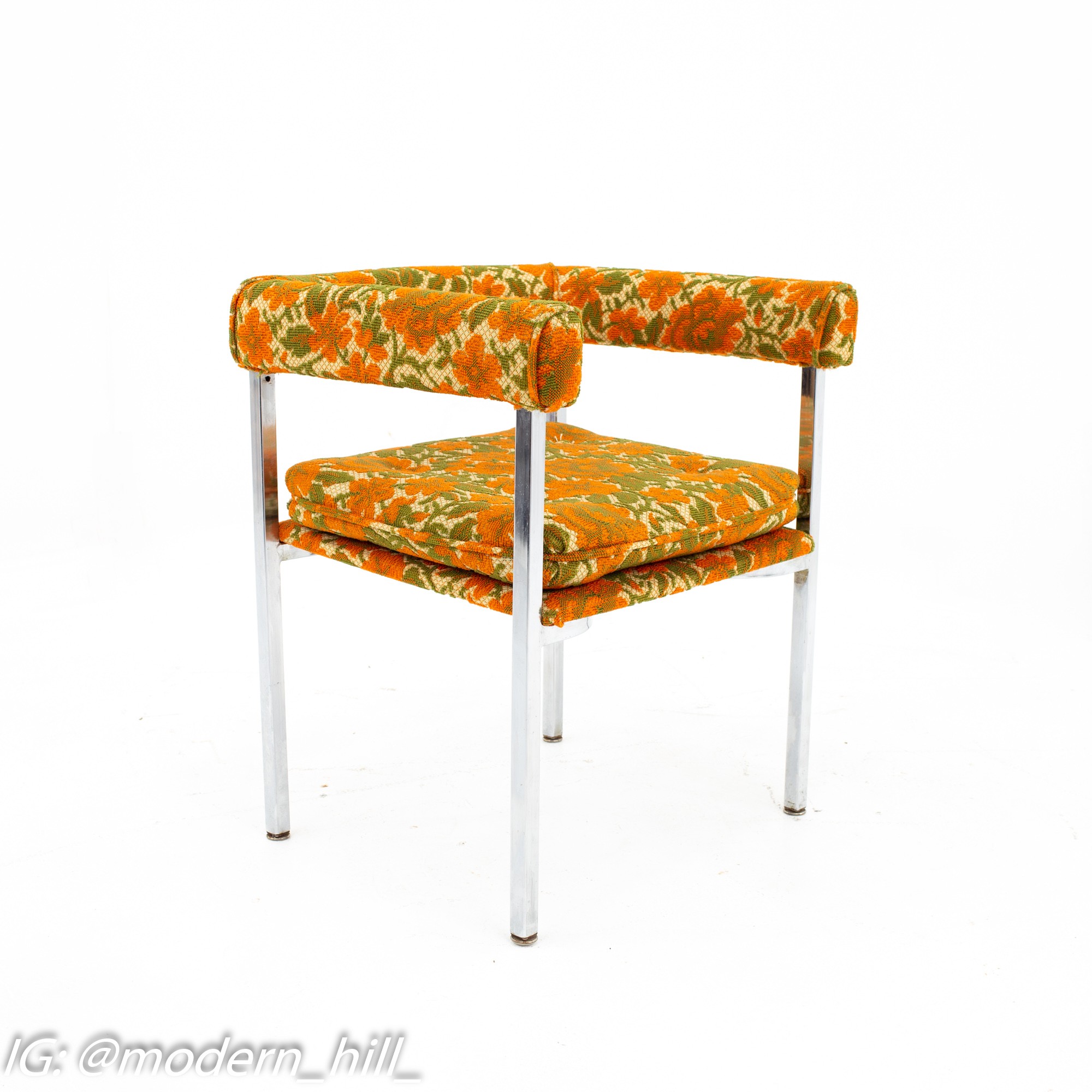 Milo Baughman Style Mid Century Chrome Dining Chairs - Set of 6