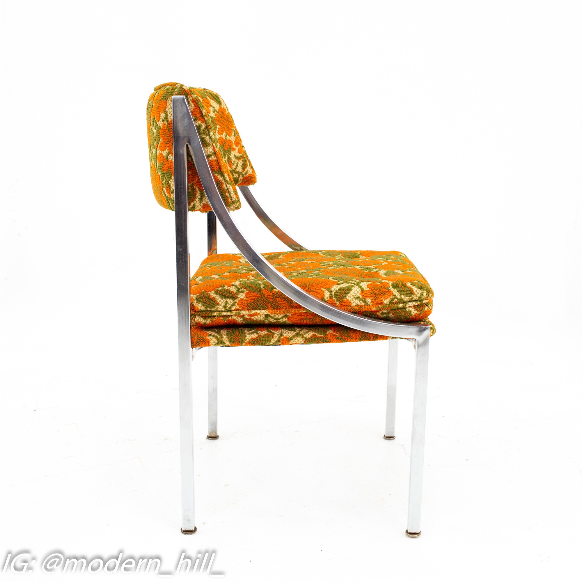 Milo Baughman Style Mid Century Chrome Dining Chairs - Set of 6