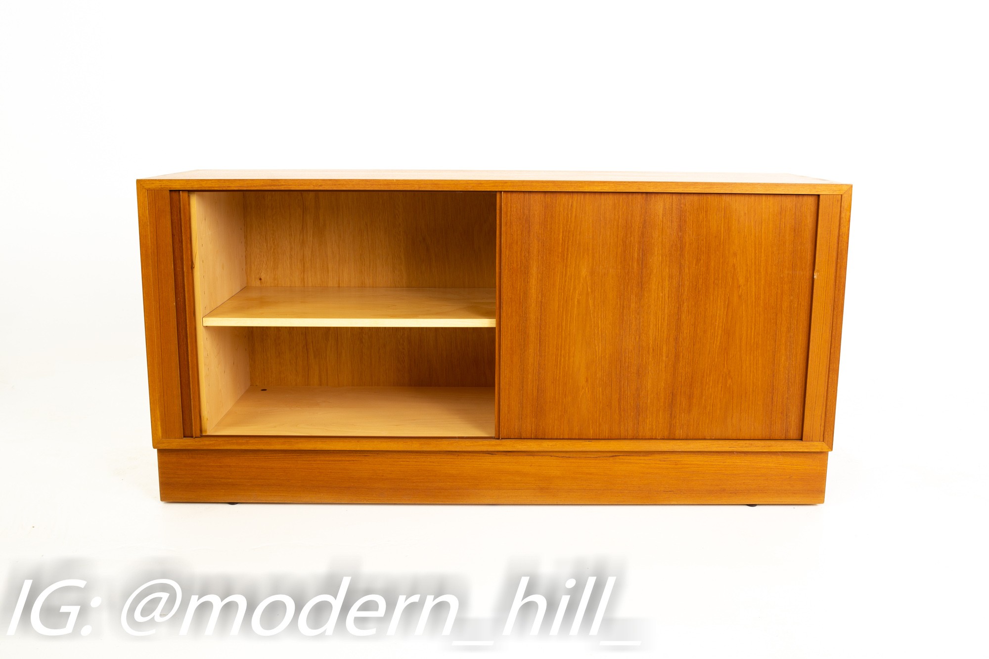 Mid Century Teak Buffet with Glass Front Hutch