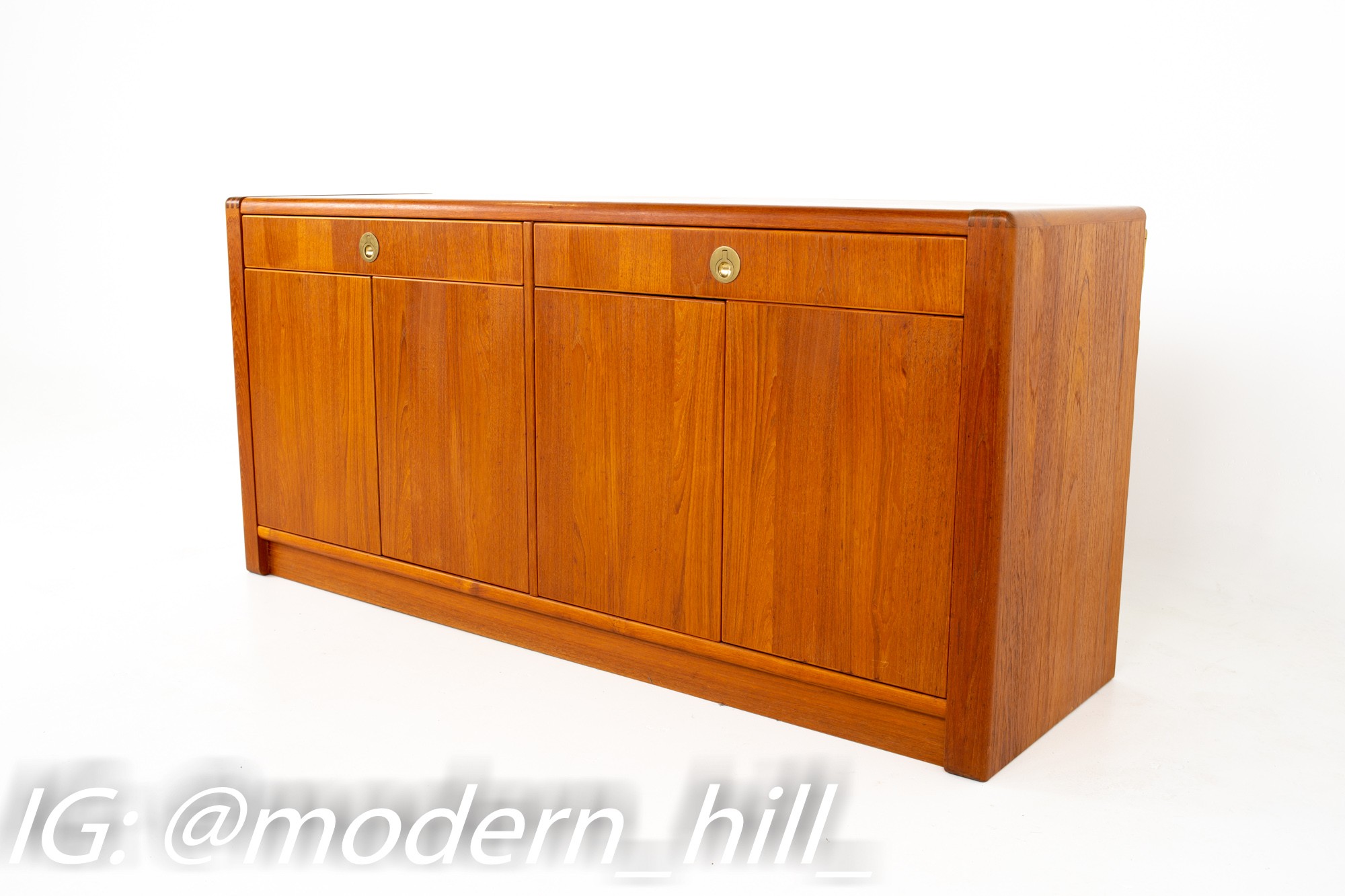 Mid Century Teak and Brass Sideboard Buffet Credenza