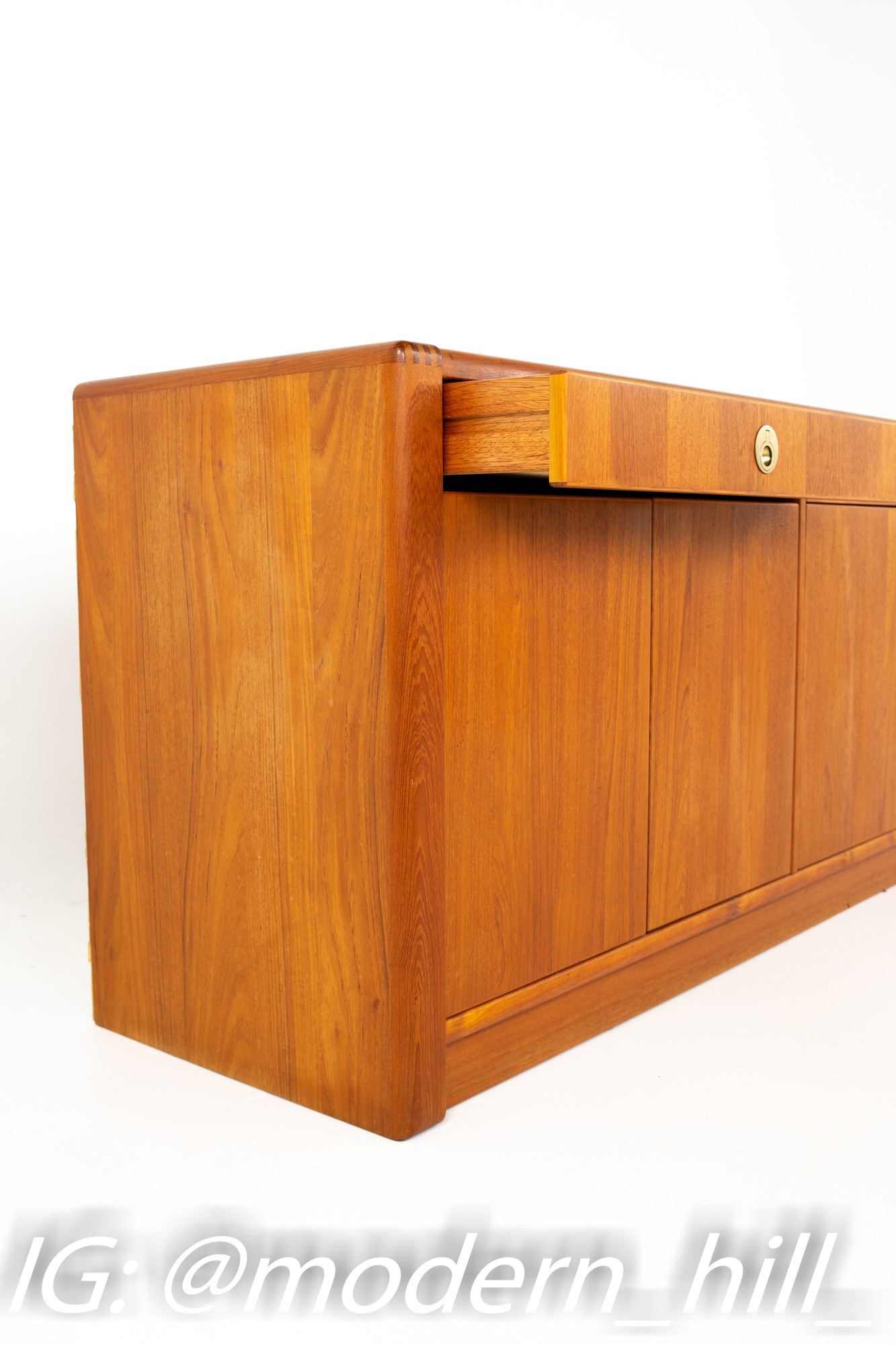 Mid Century Teak and Brass Sideboard Buffet Credenza