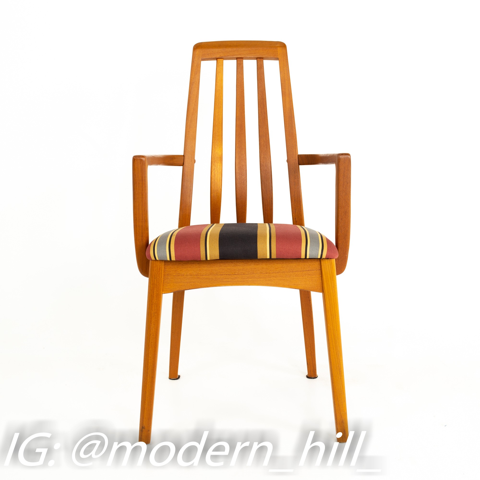 Niels Koefoed for Hornslet Eva Style Mid Century Teak Captains Dining Chairs - Pair