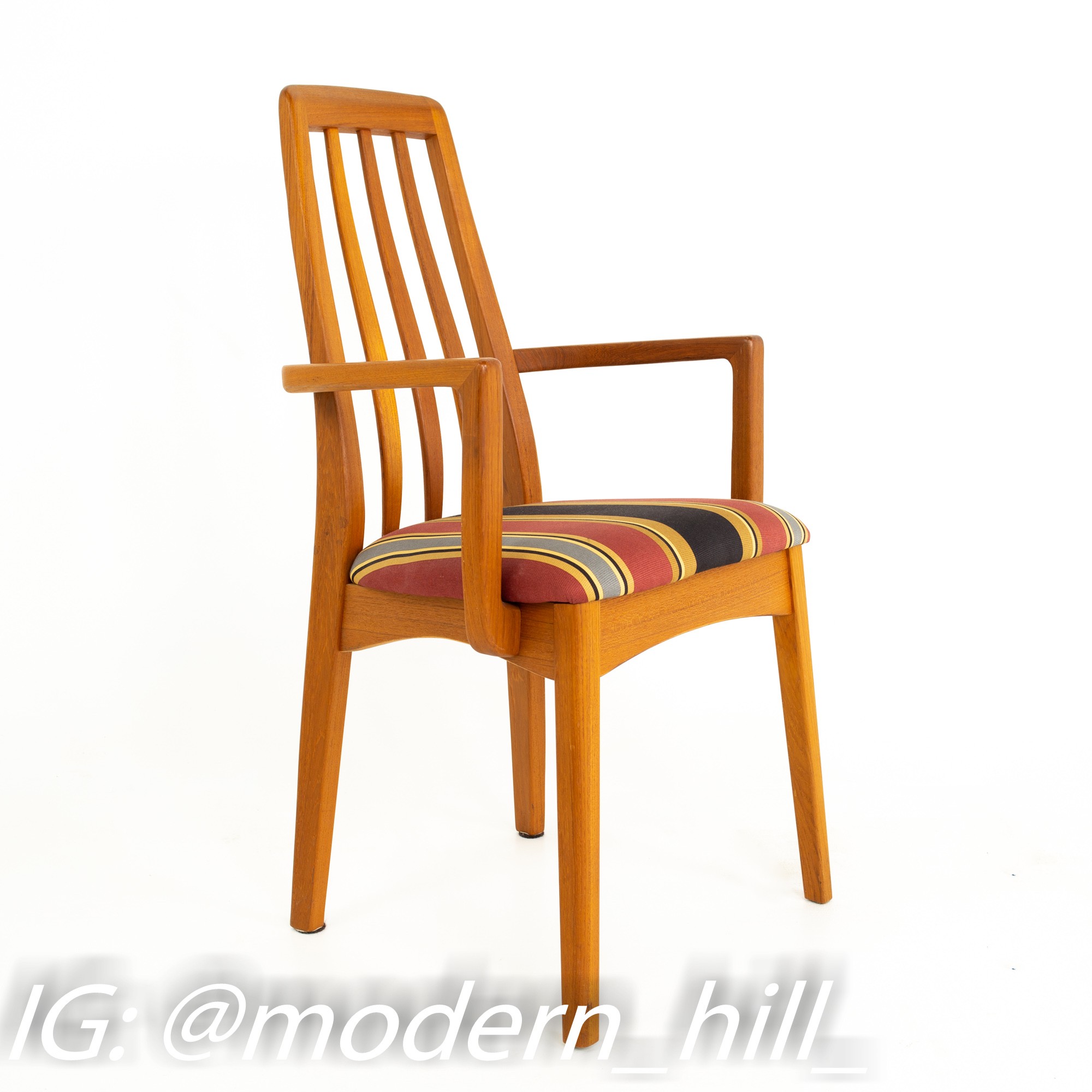 Niels Koefoed for Hornslet Eva Style Mid Century Teak Captains Dining Chairs - Pair