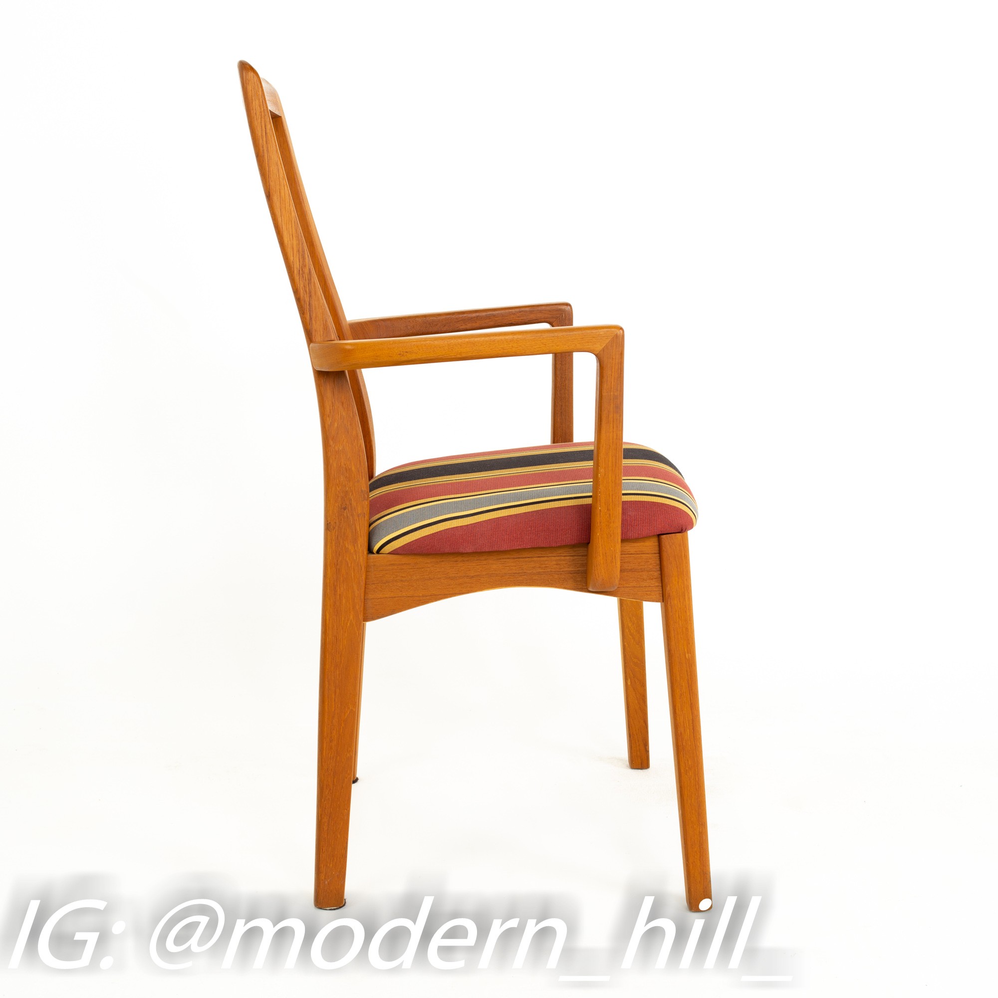 Niels Koefoed for Hornslet Eva Style Mid Century Teak Captains Dining Chairs - Pair