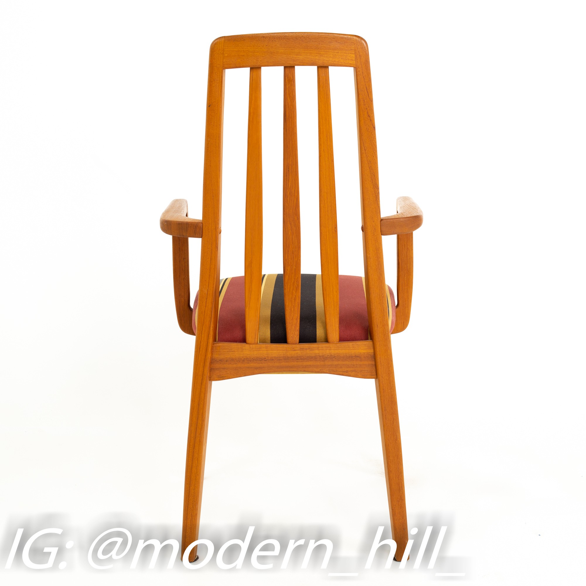 Niels Koefoed for Hornslet Eva Style Mid Century Teak Captains Dining Chairs - Pair