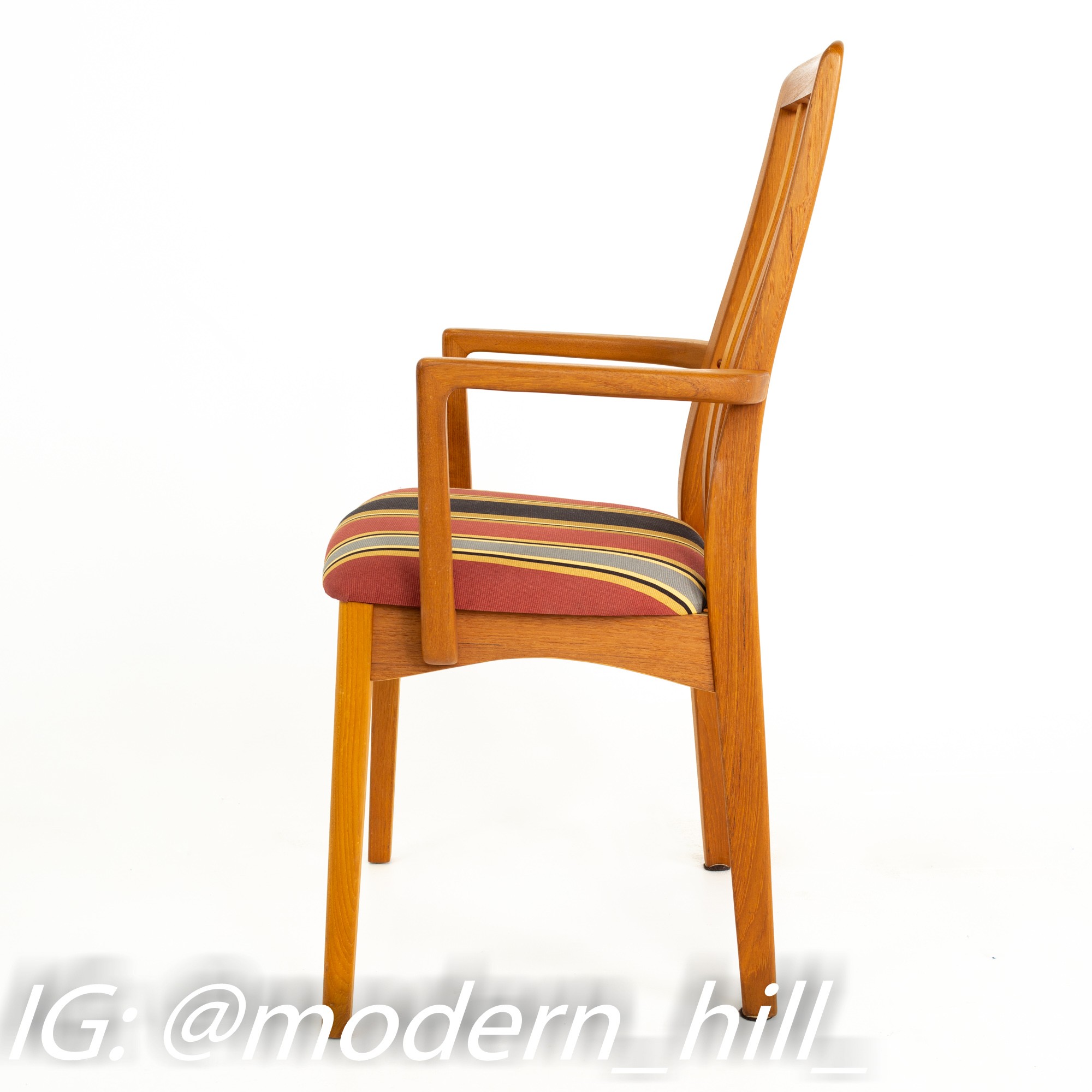 Niels Koefoed for Hornslet Eva Style Mid Century Teak Captains Dining Chairs - Pair