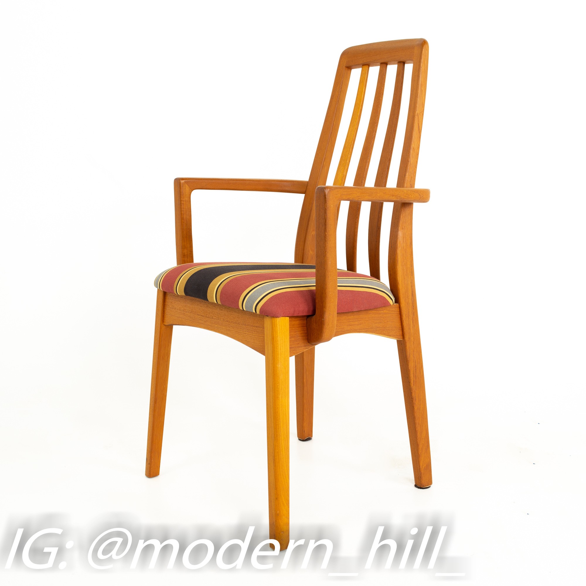 Niels Koefoed for Hornslet Eva Style Mid Century Teak Captains Dining Chairs - Pair