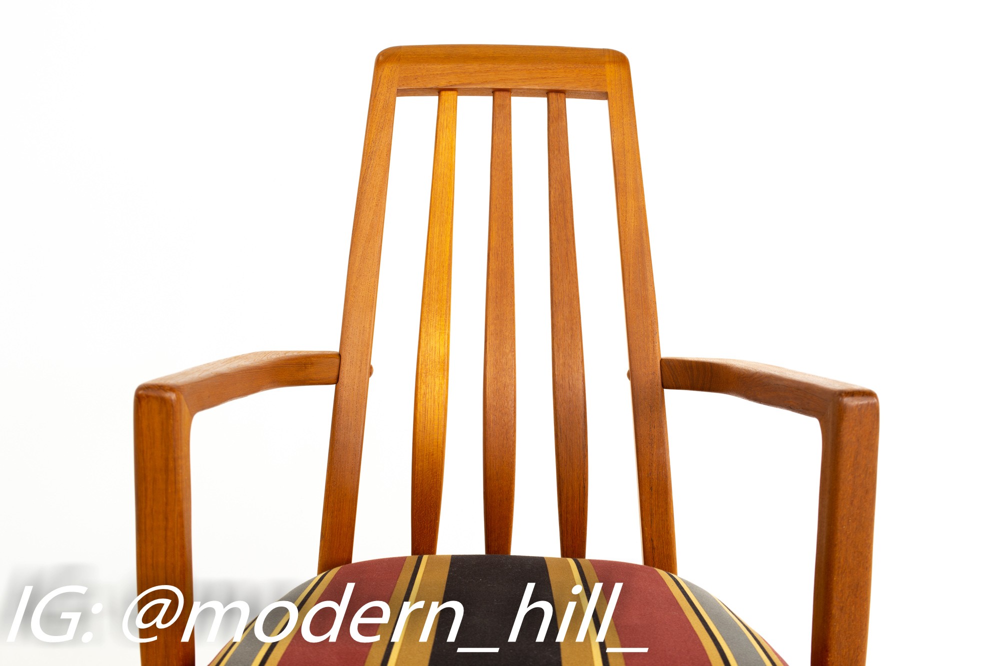 Niels Koefoed for Hornslet Eva Style Mid Century Teak Captains Dining Chairs - Pair