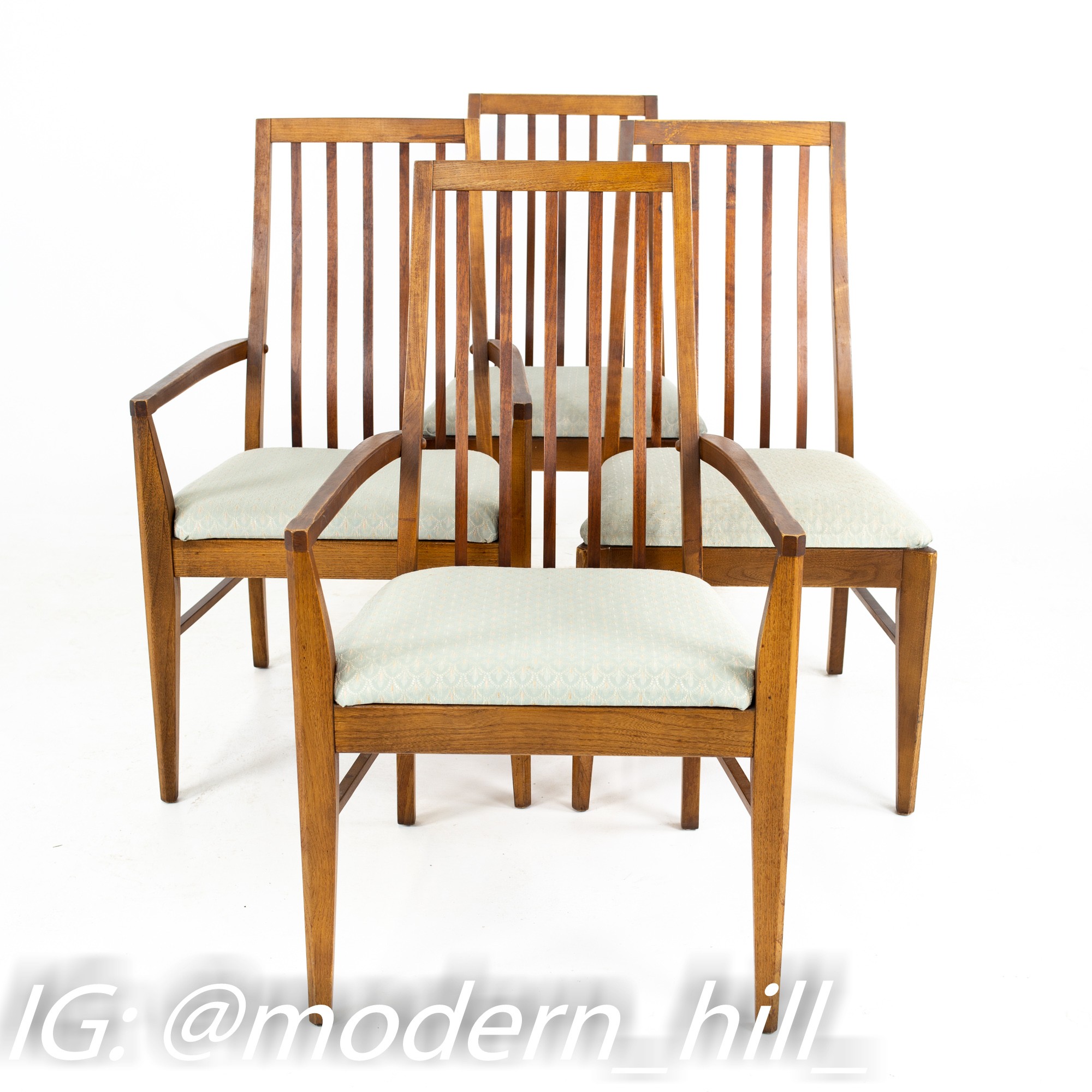 Lane First Edition Mid Century Walnut Spindle Back Dining Chairs - Set of 6