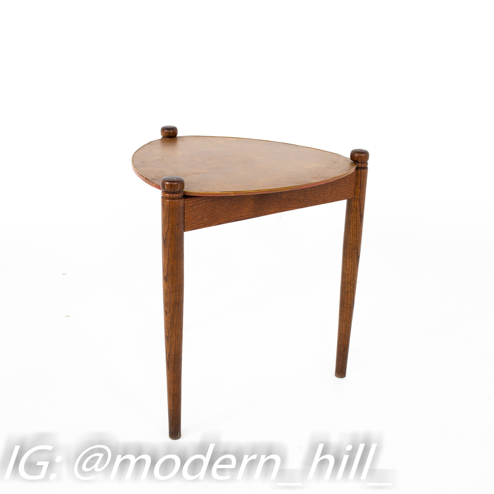 Mid Century Walnut Reversible Top Nesting Stool Side End Tables