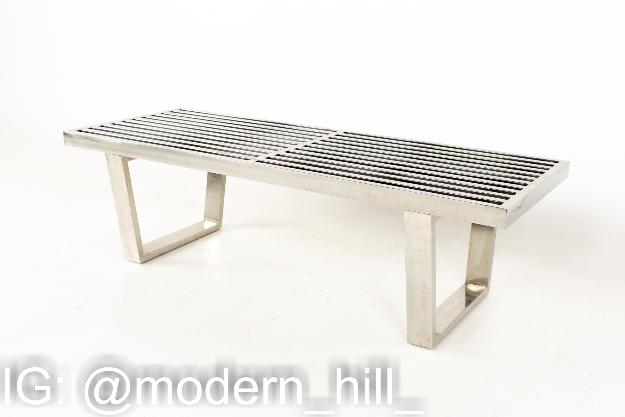 George Nelson Style Mid Century Chrome Bench