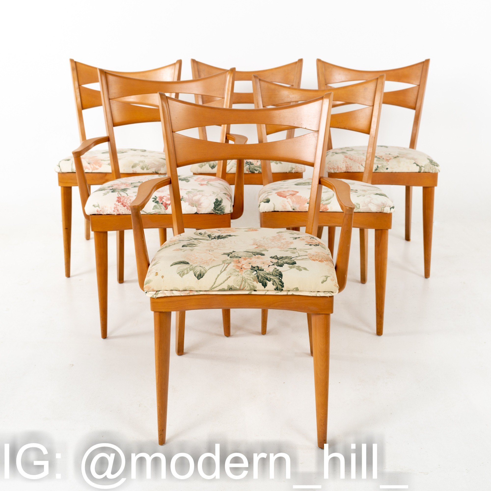Paul Mccobb Style Heywood Wakefield Mid Century Bowtie Dining Chairs - Set of 6