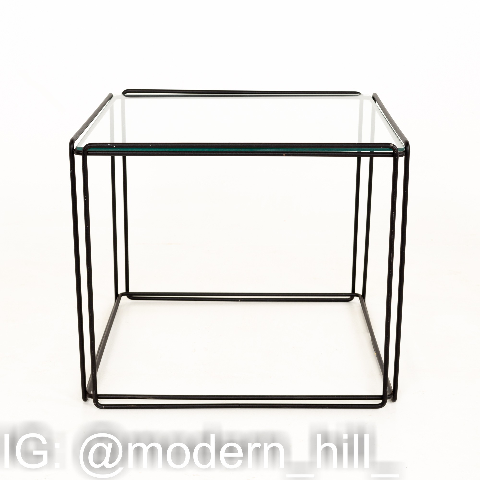 Max Sauze Isoceles Mid Century Iron and Glass Stacking Side End Tables - Set of 5