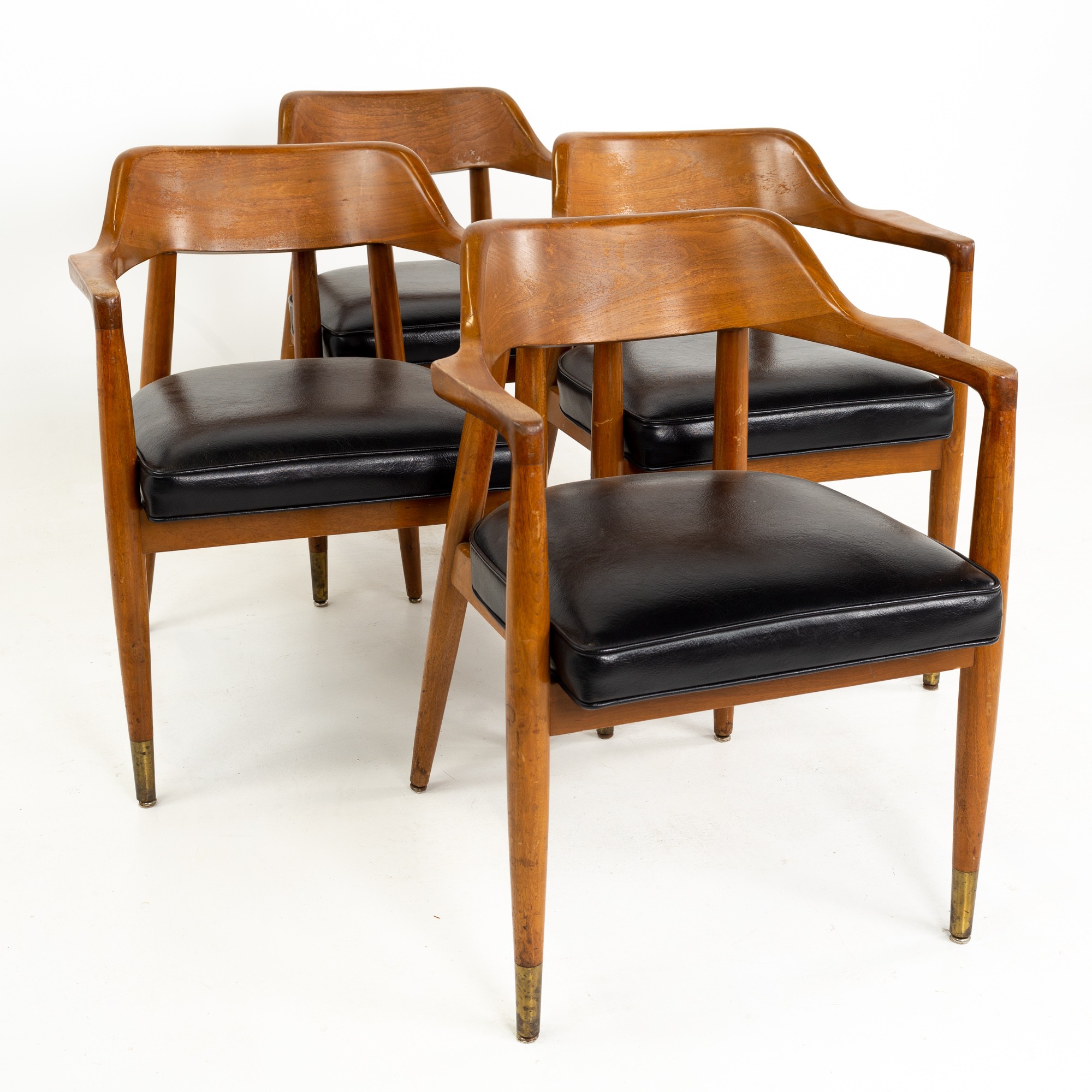 Paoli Mid Century Walnut Dining Occasional Chairs - Set of 4