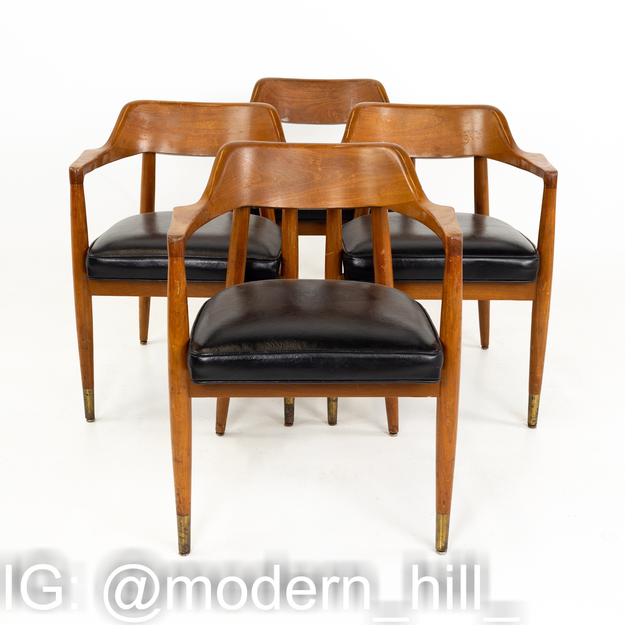 Paoli Mid Century Walnut Dining Occasional Chairs - Set of 4