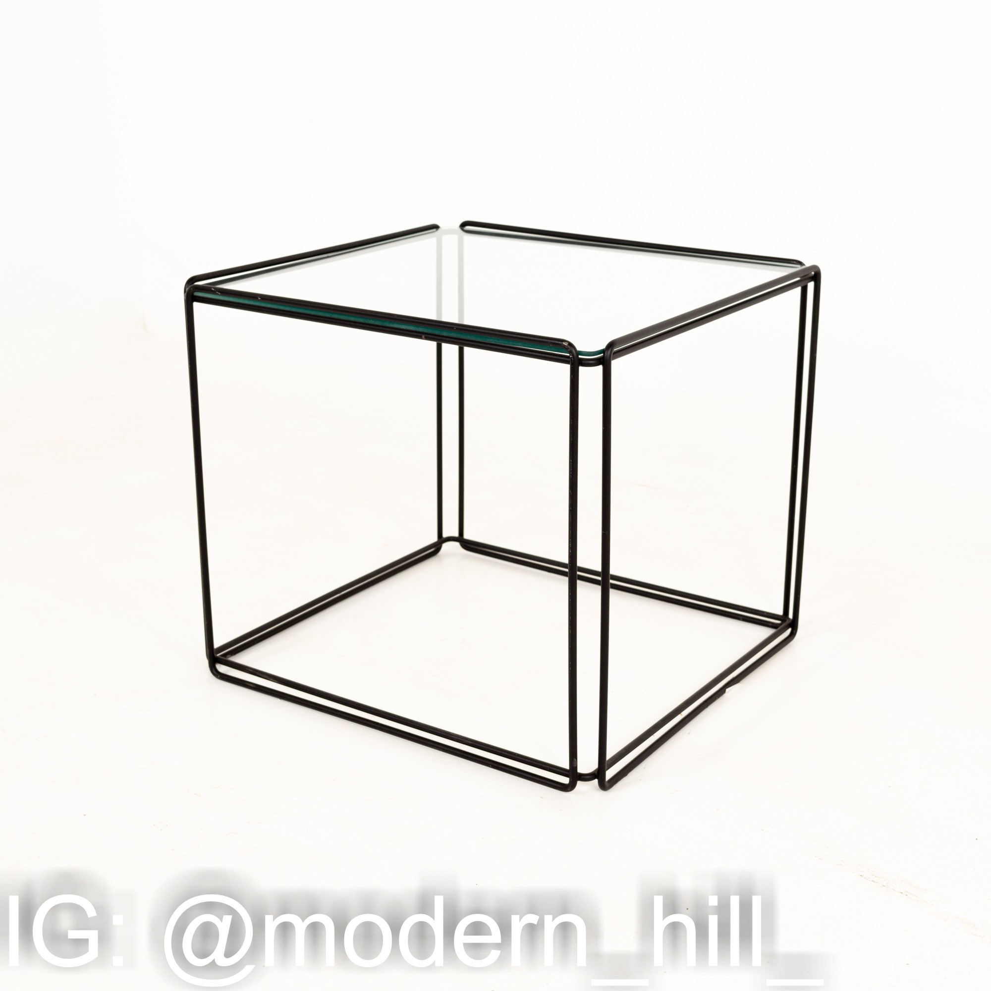 Max Sauze Isoceles Mid Century Iron and Glass Stacking Side End Tables - Set of 5