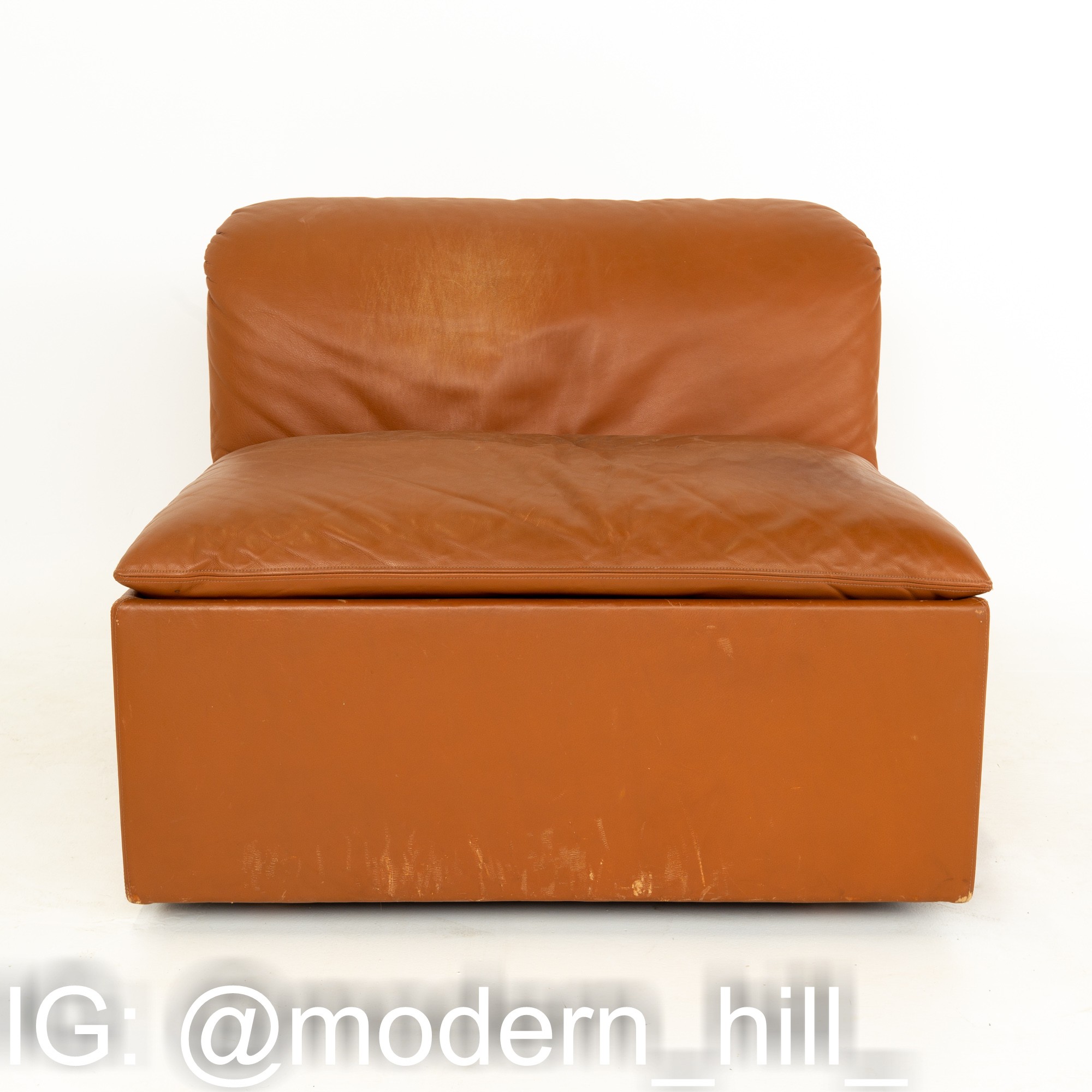 Claudio Salocchi Mid Century 1950s Italian Leather Pit Sectional Sofa