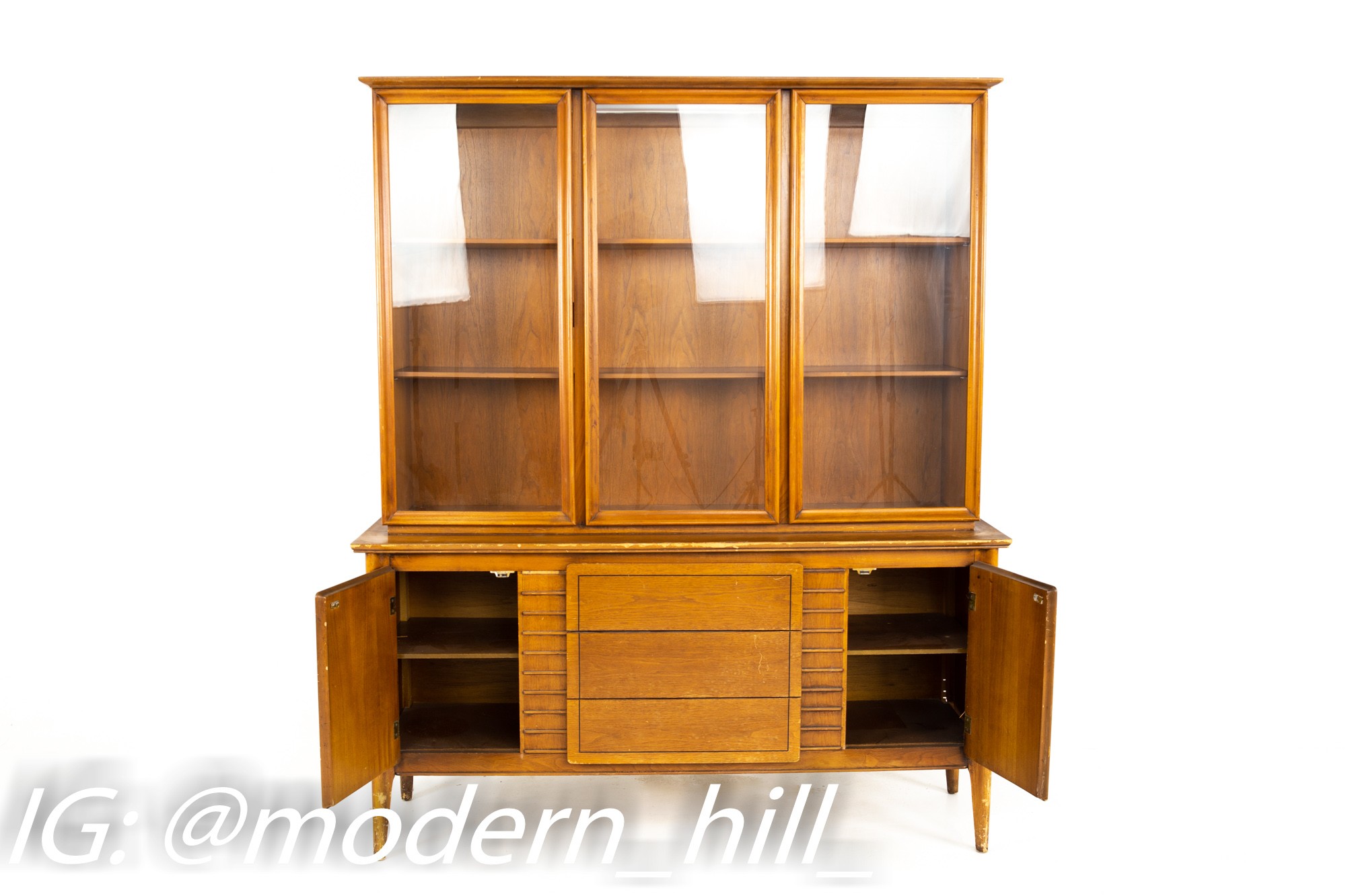 Mid Century China Cabinet and Hutch with Glass Doors