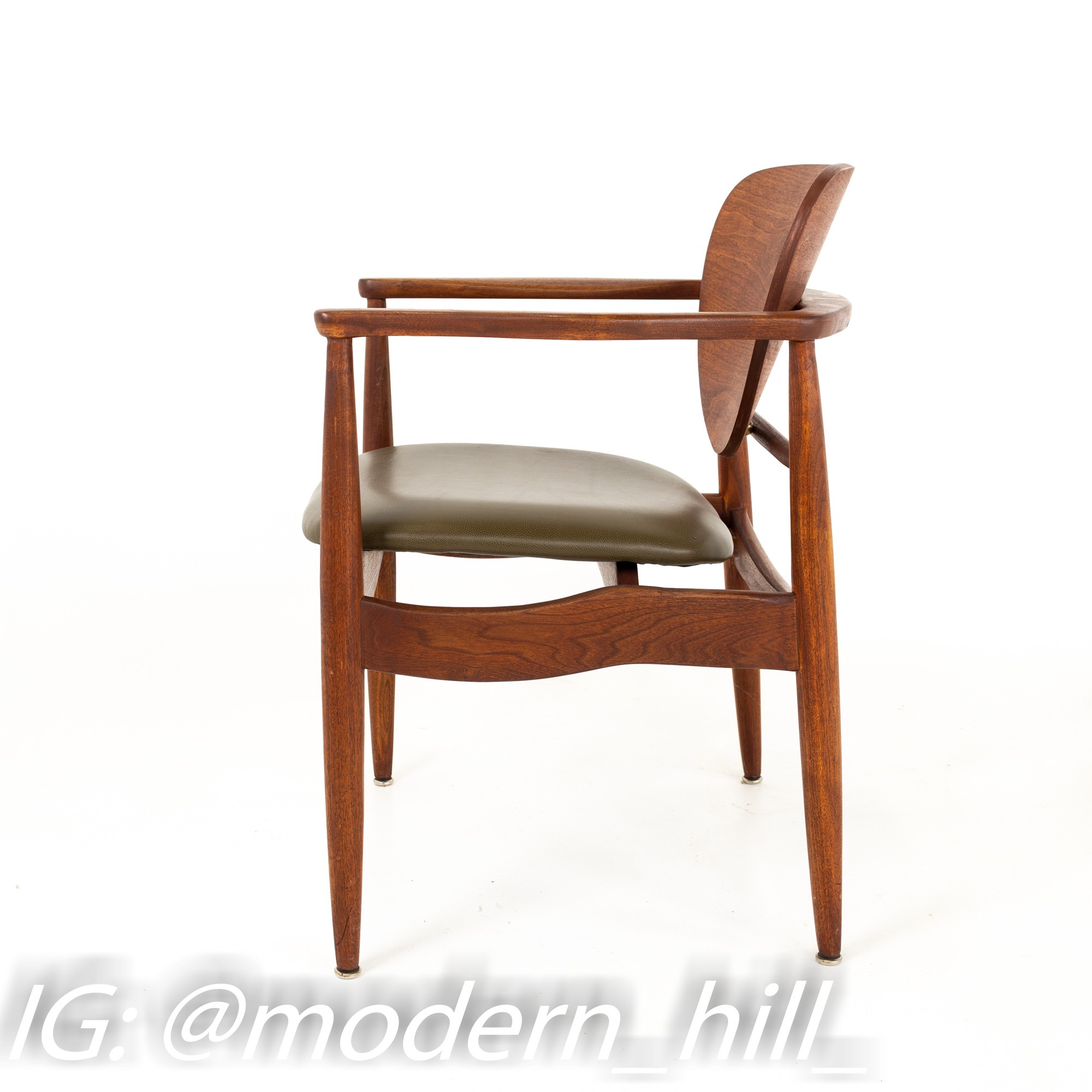 Hans Wegner Style Mid Century Wood Back Side Chairs - Pair