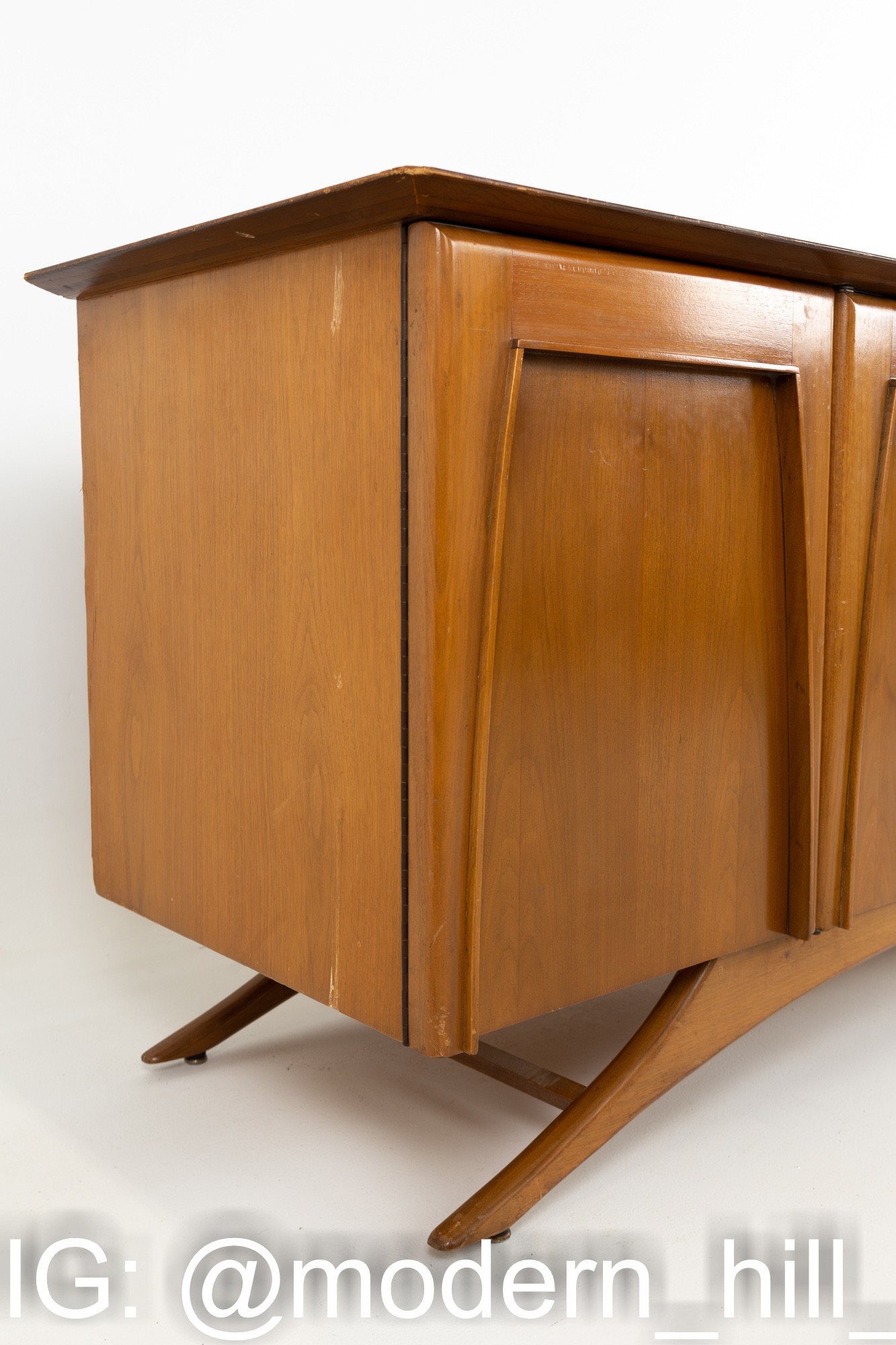 Kagan Style Mid Century Walnut 9 Drawer Lowboy Dresser