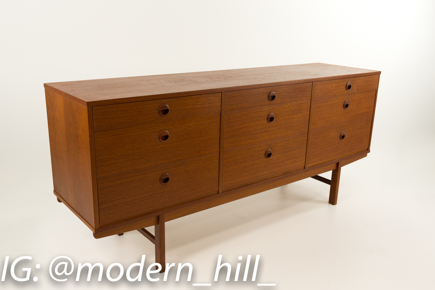 Dux Danish Teak 9 Drawer Lowboy Dresser