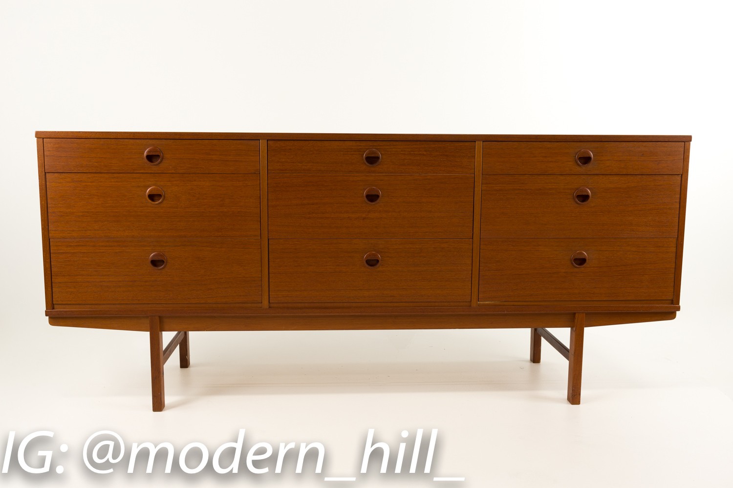 Dux Danish Teak 9 Drawer Lowboy Dresser