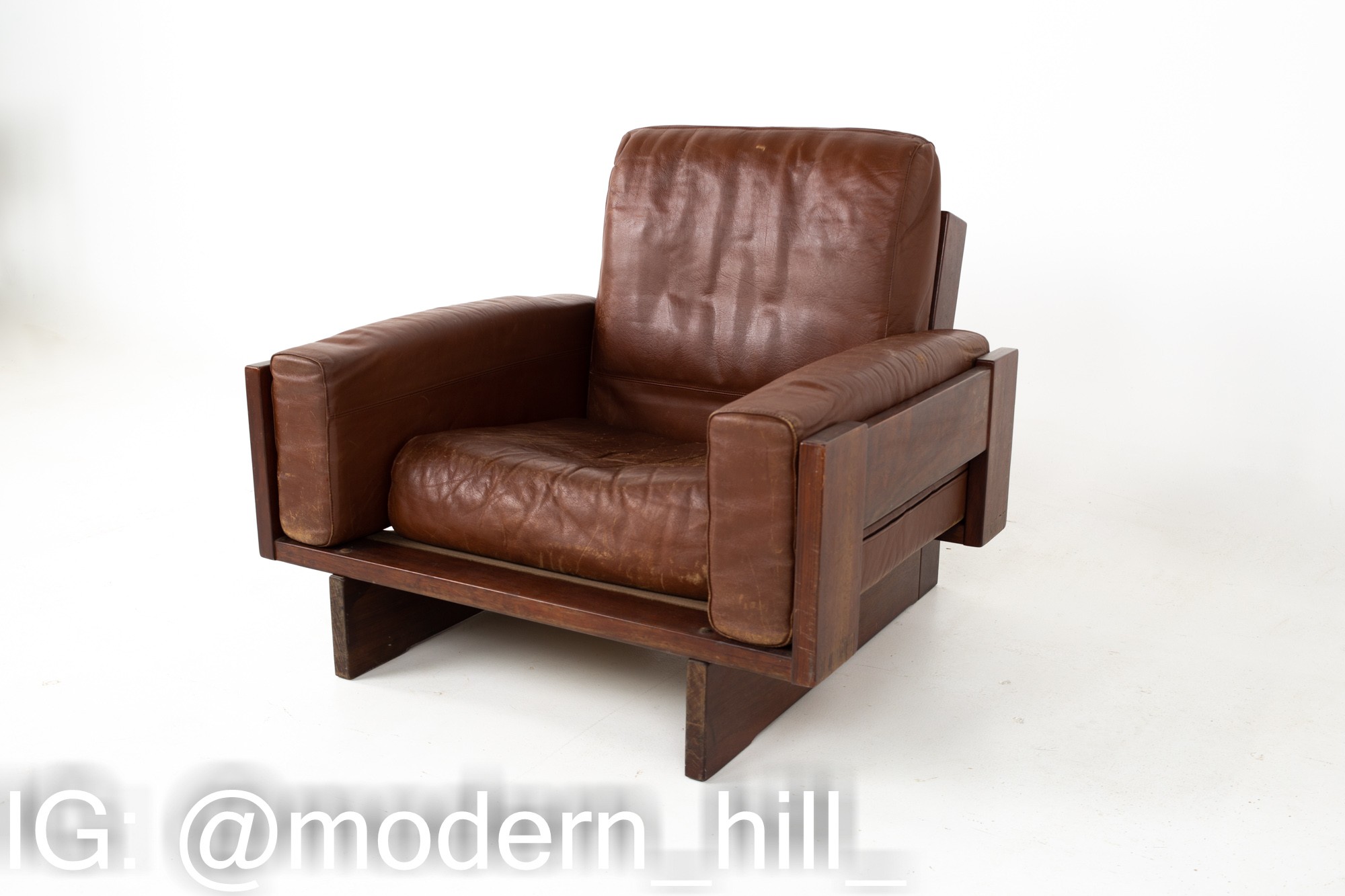 Peter Opsvik for Bruksbo Stranda Industries Mid Century Walnut and  Leather Lounge Chair