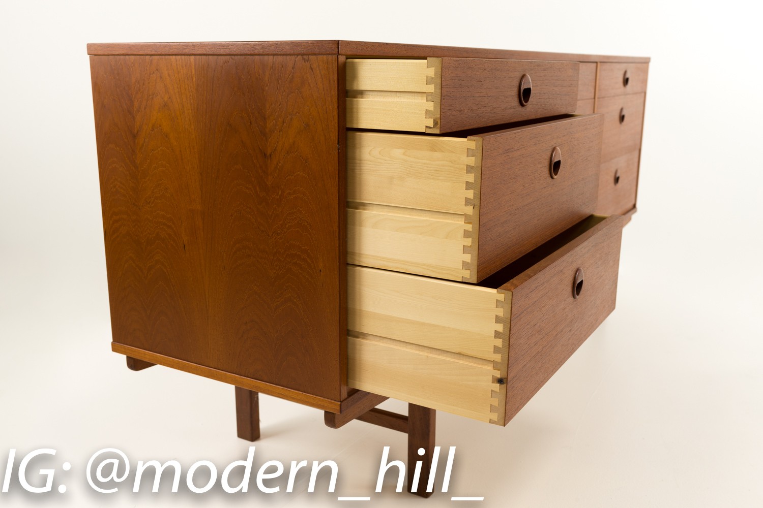 Dux Danish Teak 9 Drawer Lowboy Dresser