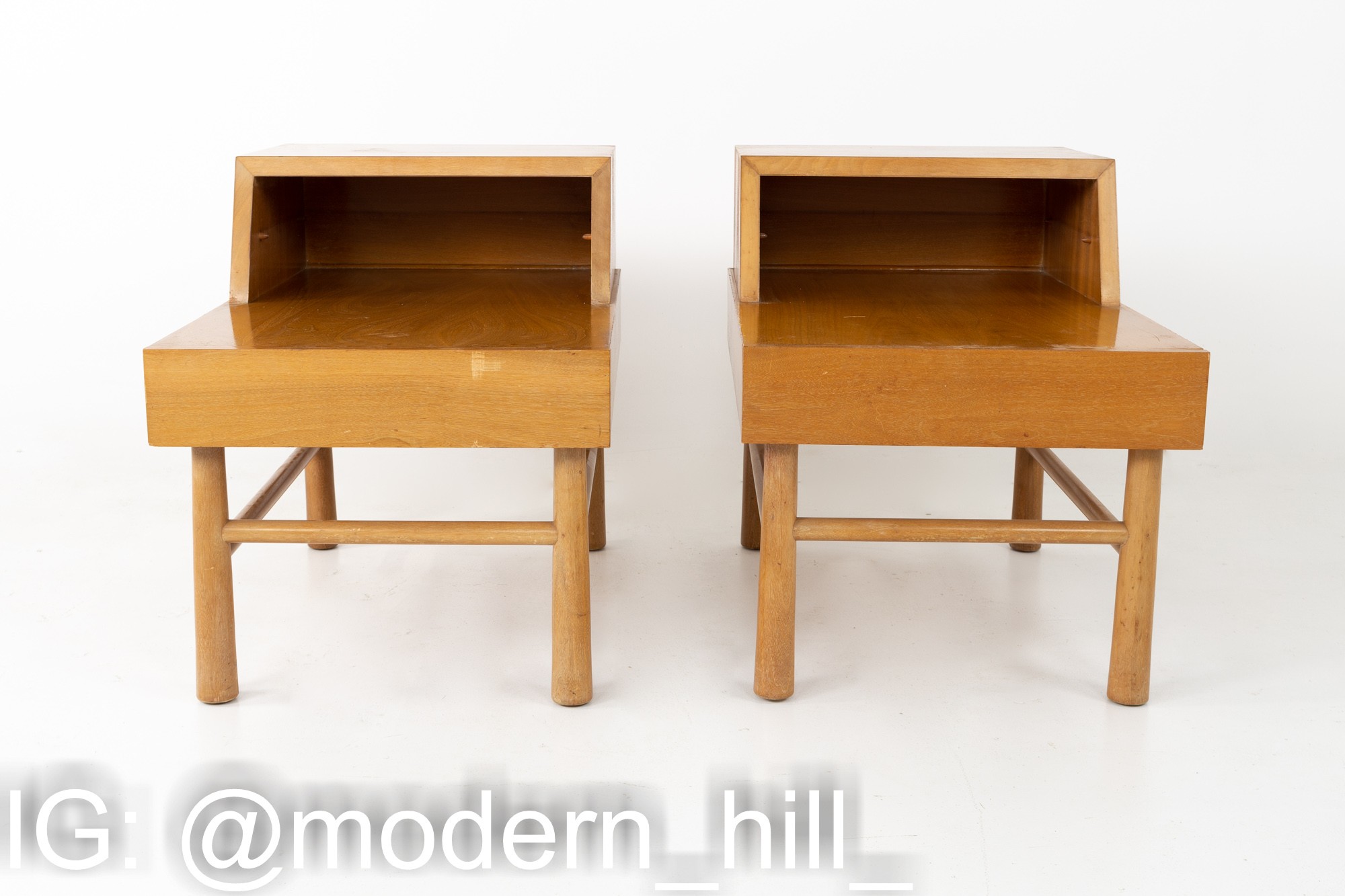 American of Martinsville Mid Century Blonde End Tables - Pair