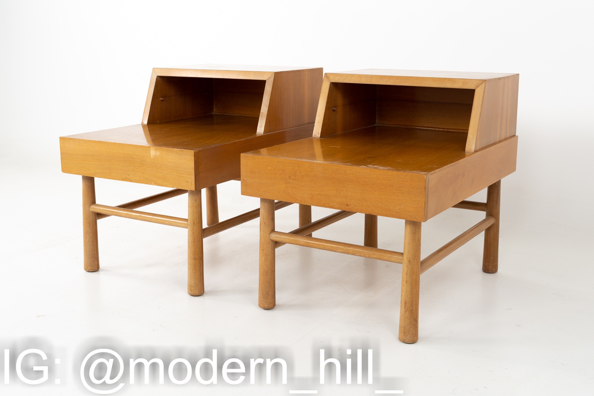 American of Martinsville Mid Century Blonde End Tables - Pair