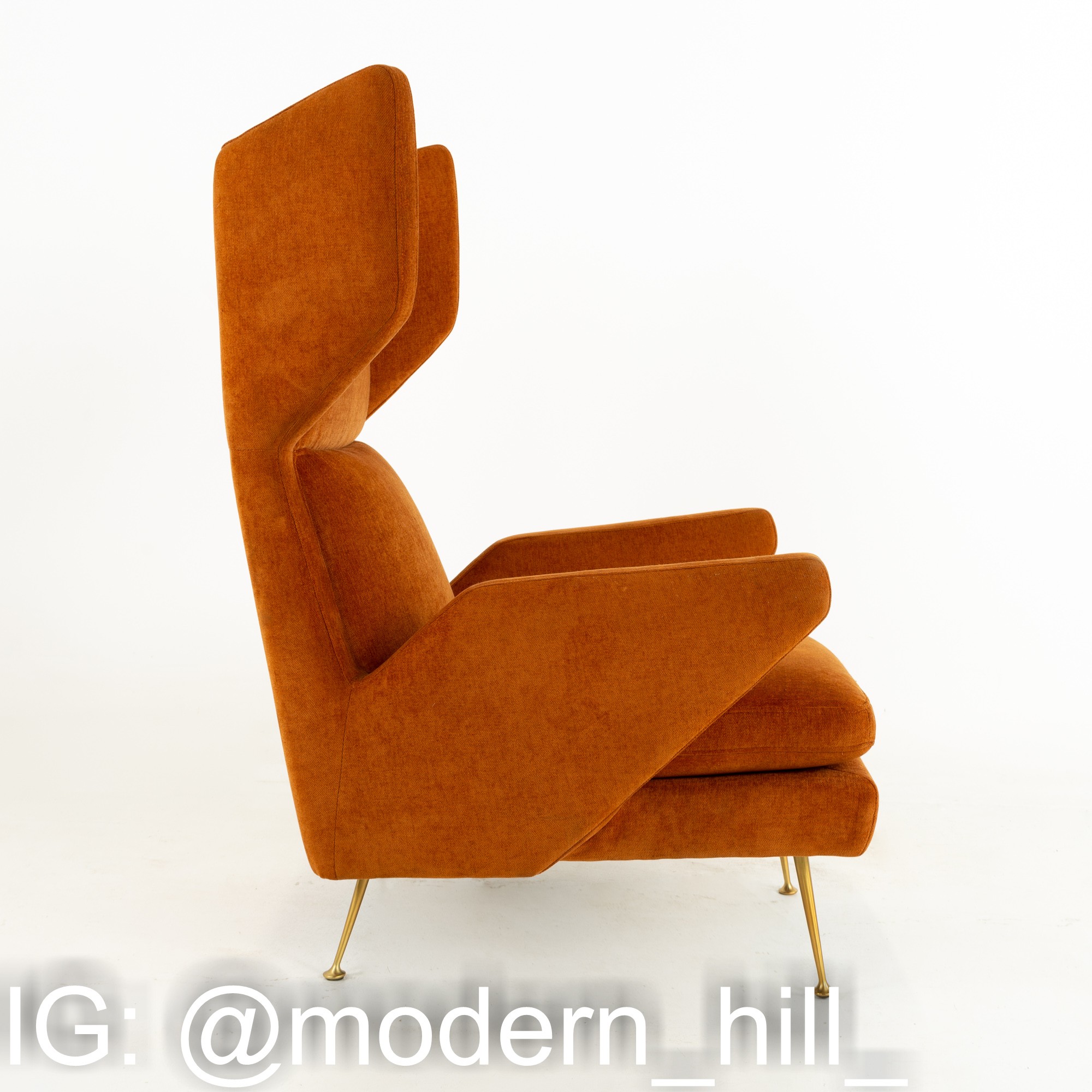 Gio Ponti Style Mid Century Orange Lounge Chair